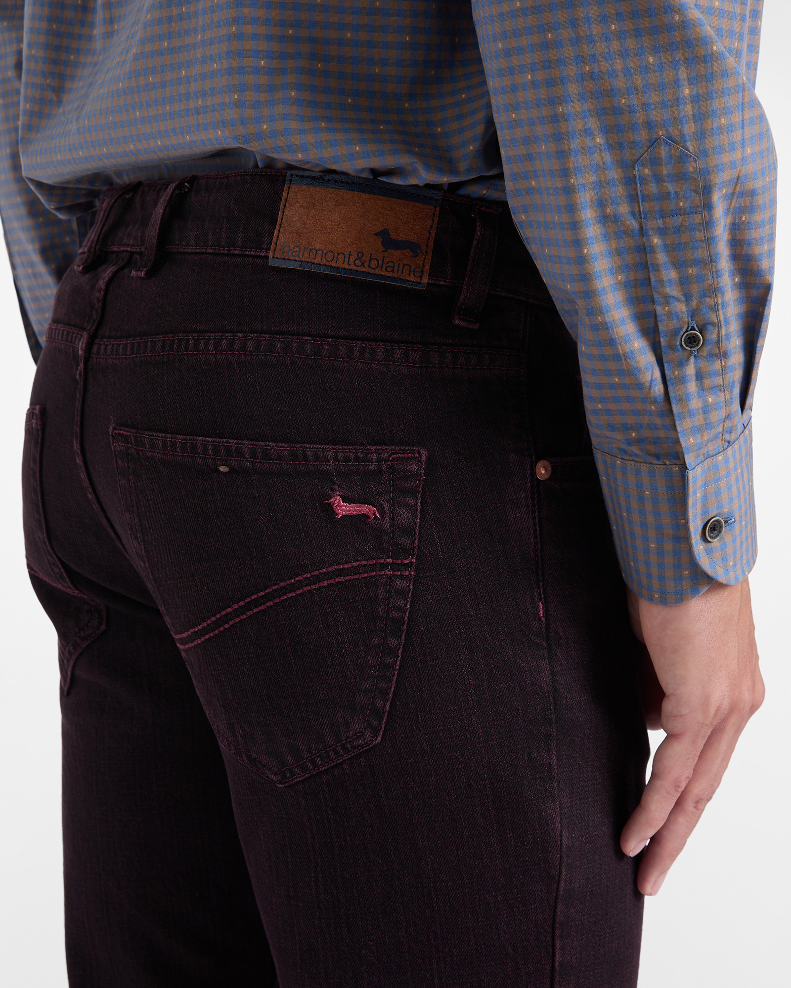 Jeans Uomo 5 tasche denim di cotone stretch, VIOLA SCURO, large