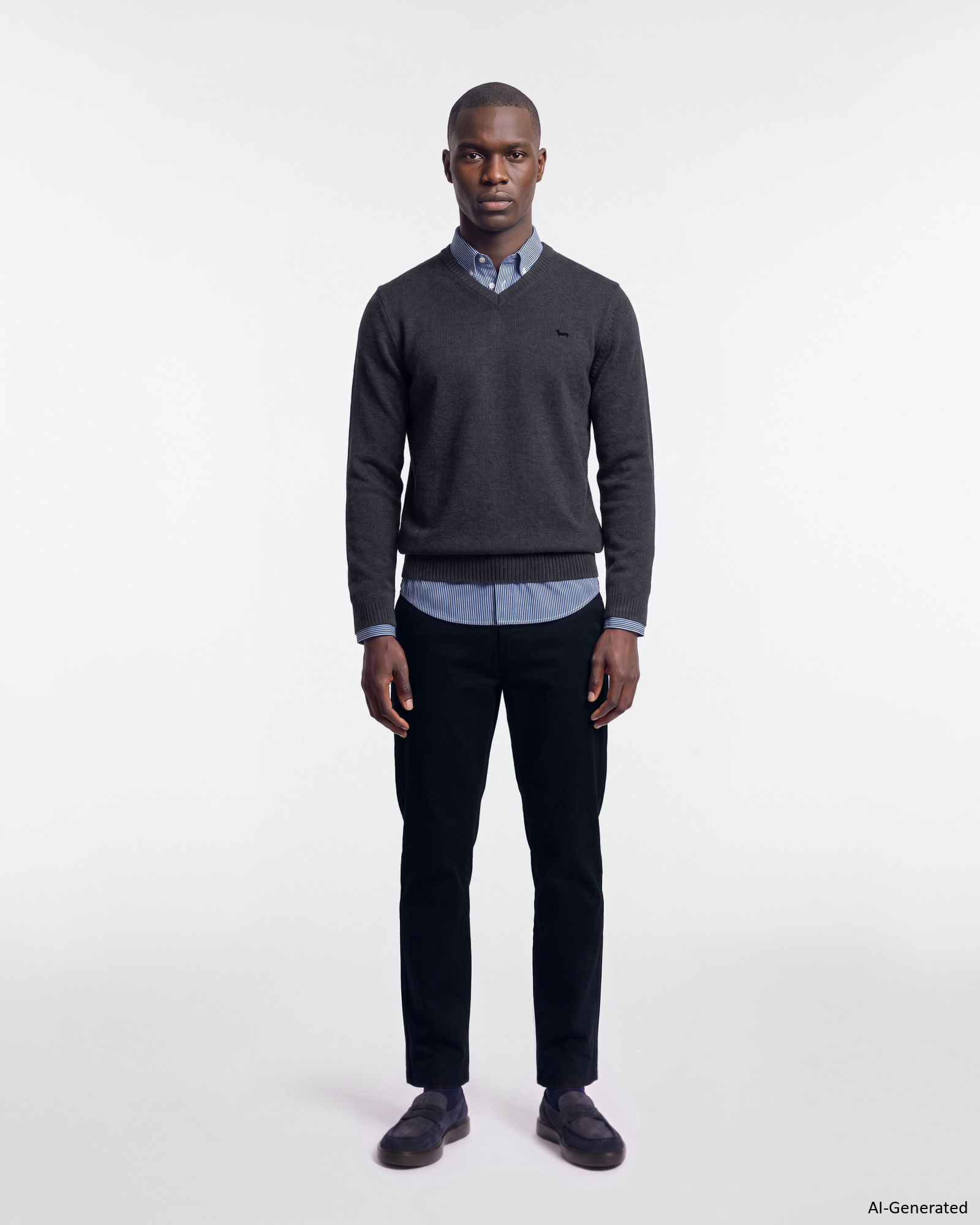 Pantalone Chino Uomo in cotone stretch Regular Fit, BLU NAVY, large