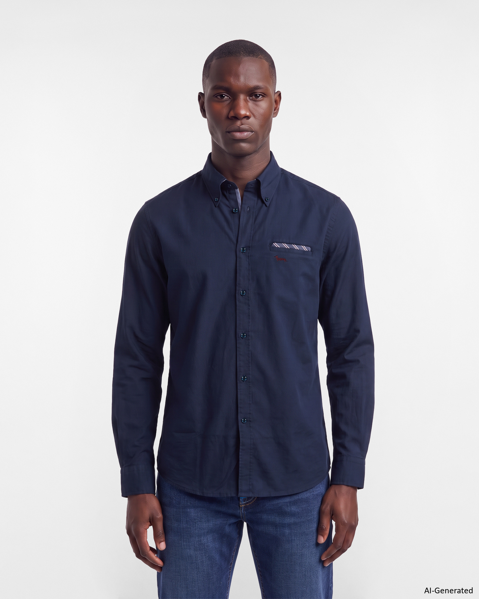Camicia Uomo in oxford con pochette Regular Fit blu