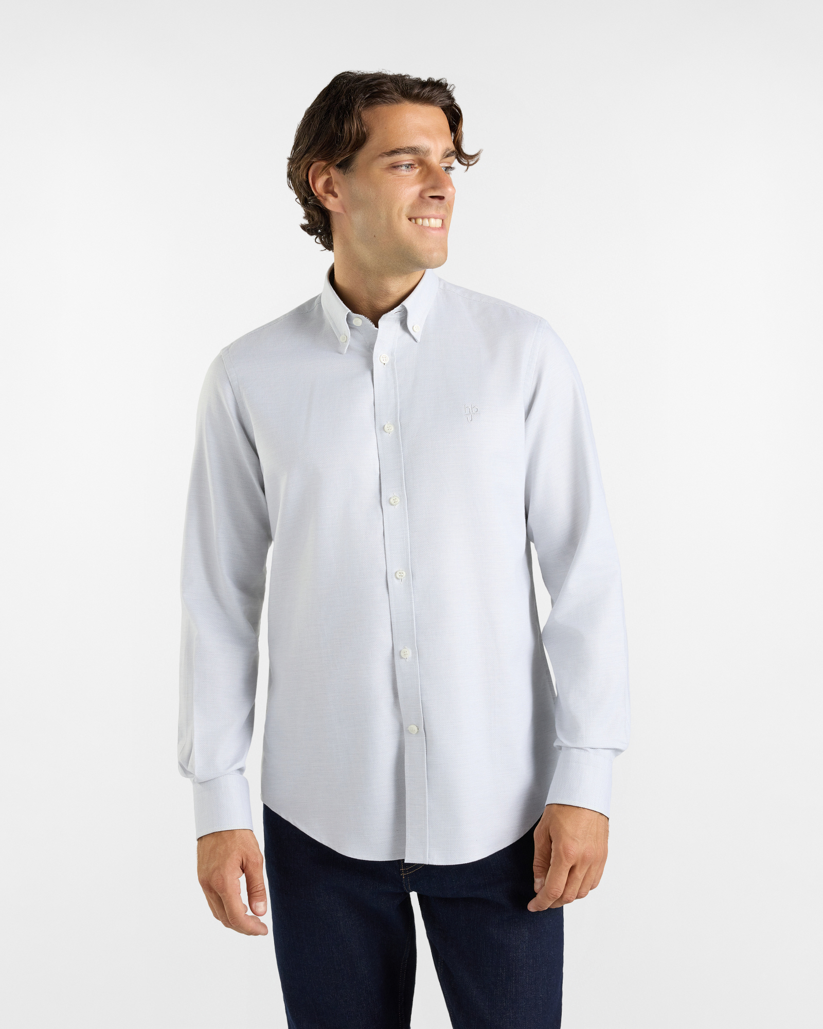 Camicia HBJ Uomo Regular Fit con collo Montecarlo in puro cotone grigio