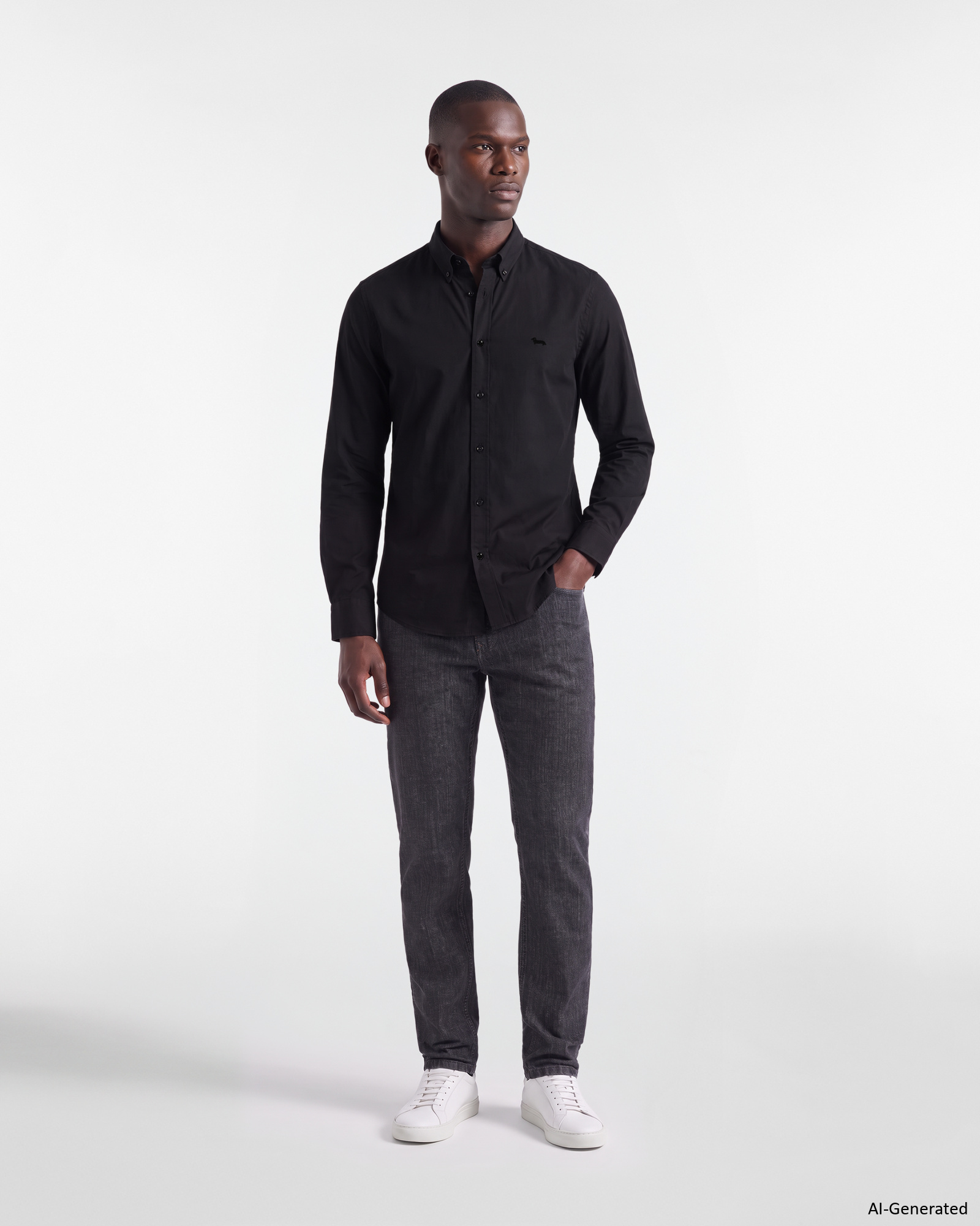 Camicia Uomo popeline Regular Fit, NERO, large