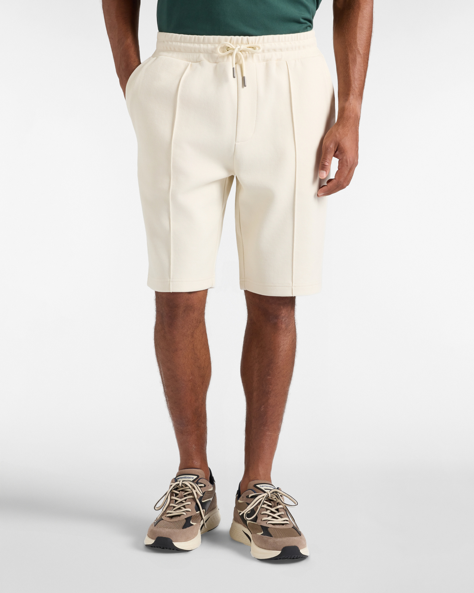 Short Uomo in felpa piquet beige con vita elastica
