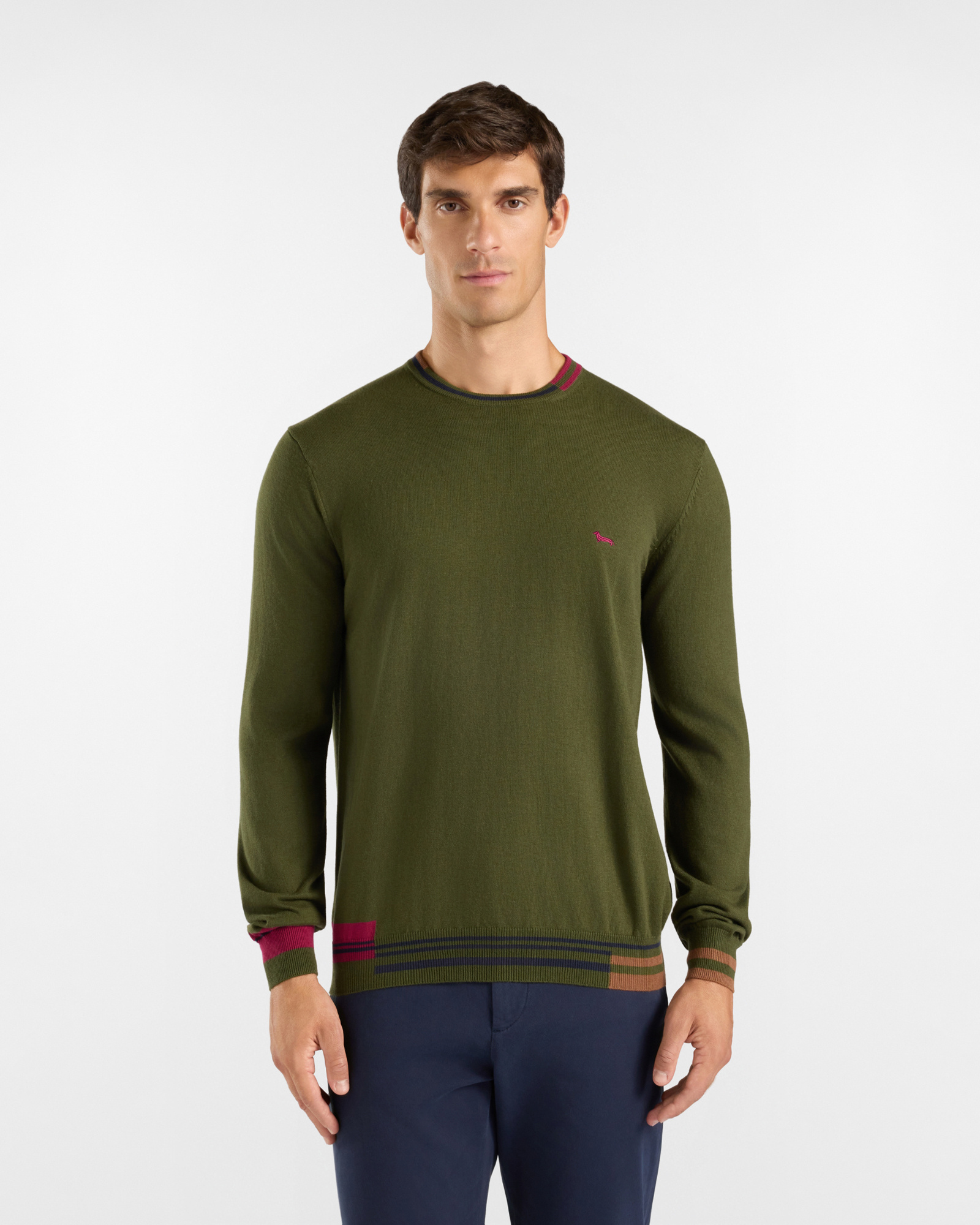 Maglia Uomo in misto lana e cotone verde Regular Fit