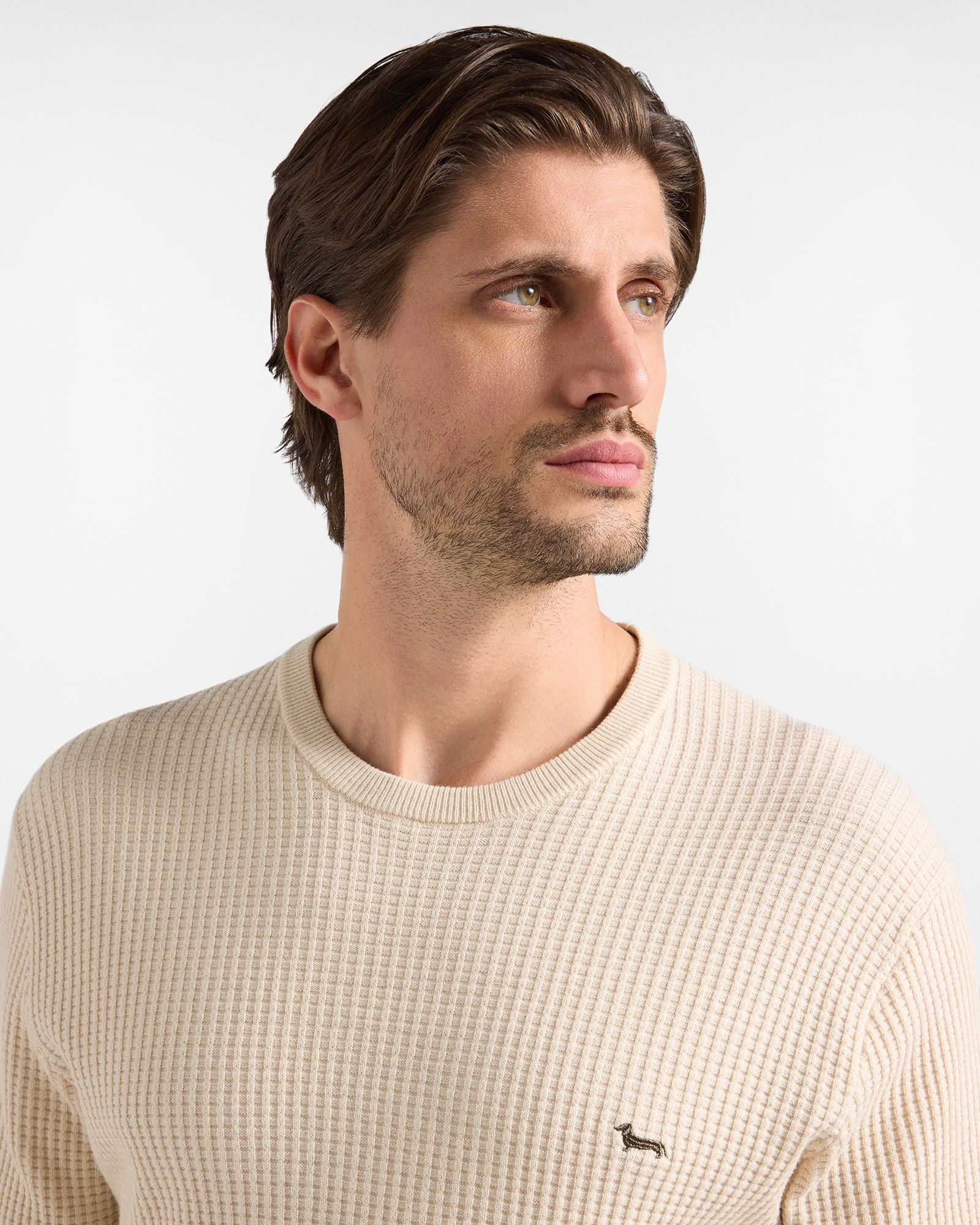 Maglia Uomo in misto lana e cotone Regular Fit Made in Italy, TORTORA, large