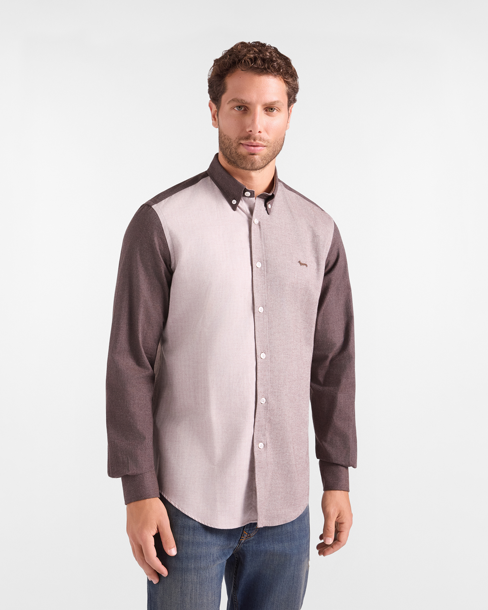 Camicia Uomo Piazzetta in flanella di cotone marrone
