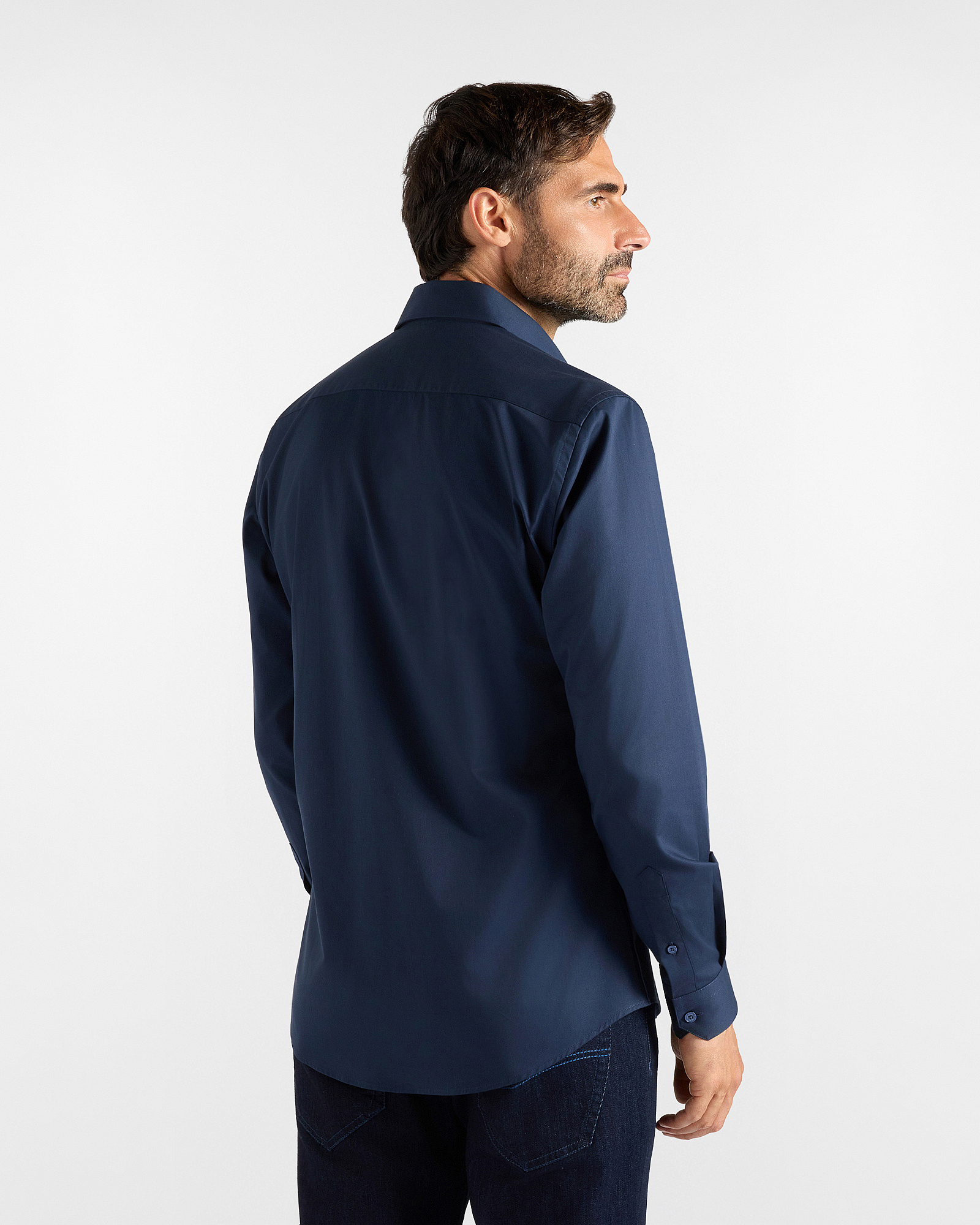 Camicia Uomo Narrow twill tecnico Narrow Fit, OCEAN, large