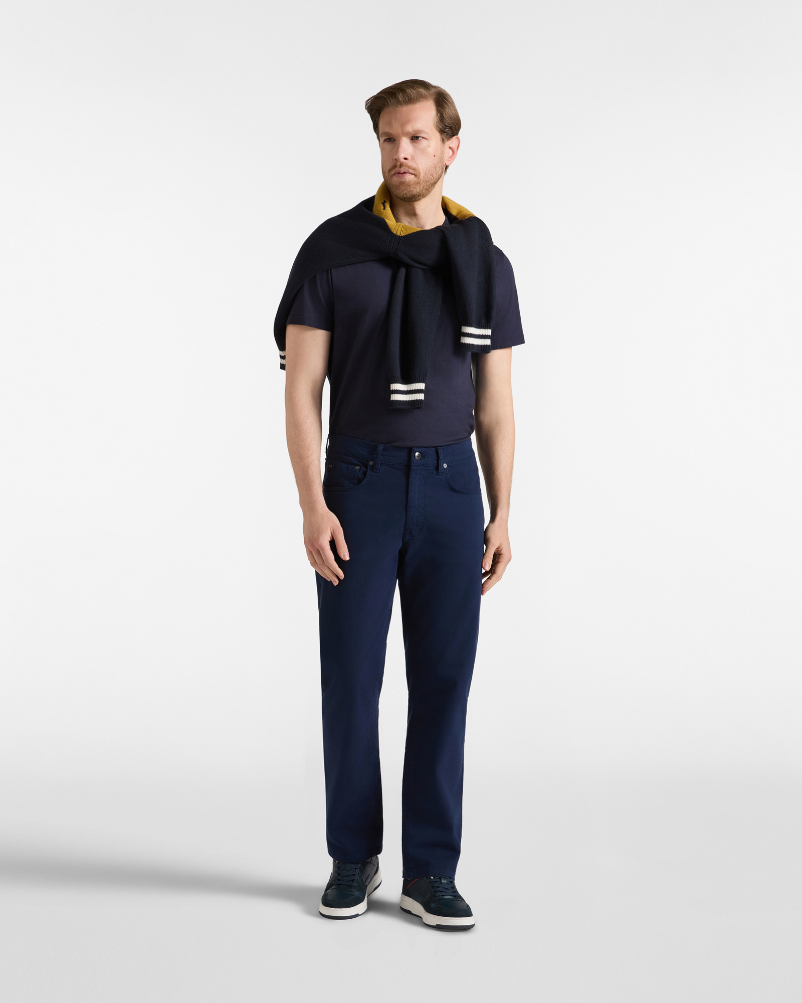 Pantalone uomo 5 tasche in cotone stretch  Regular Fit, BLU NAVY, large