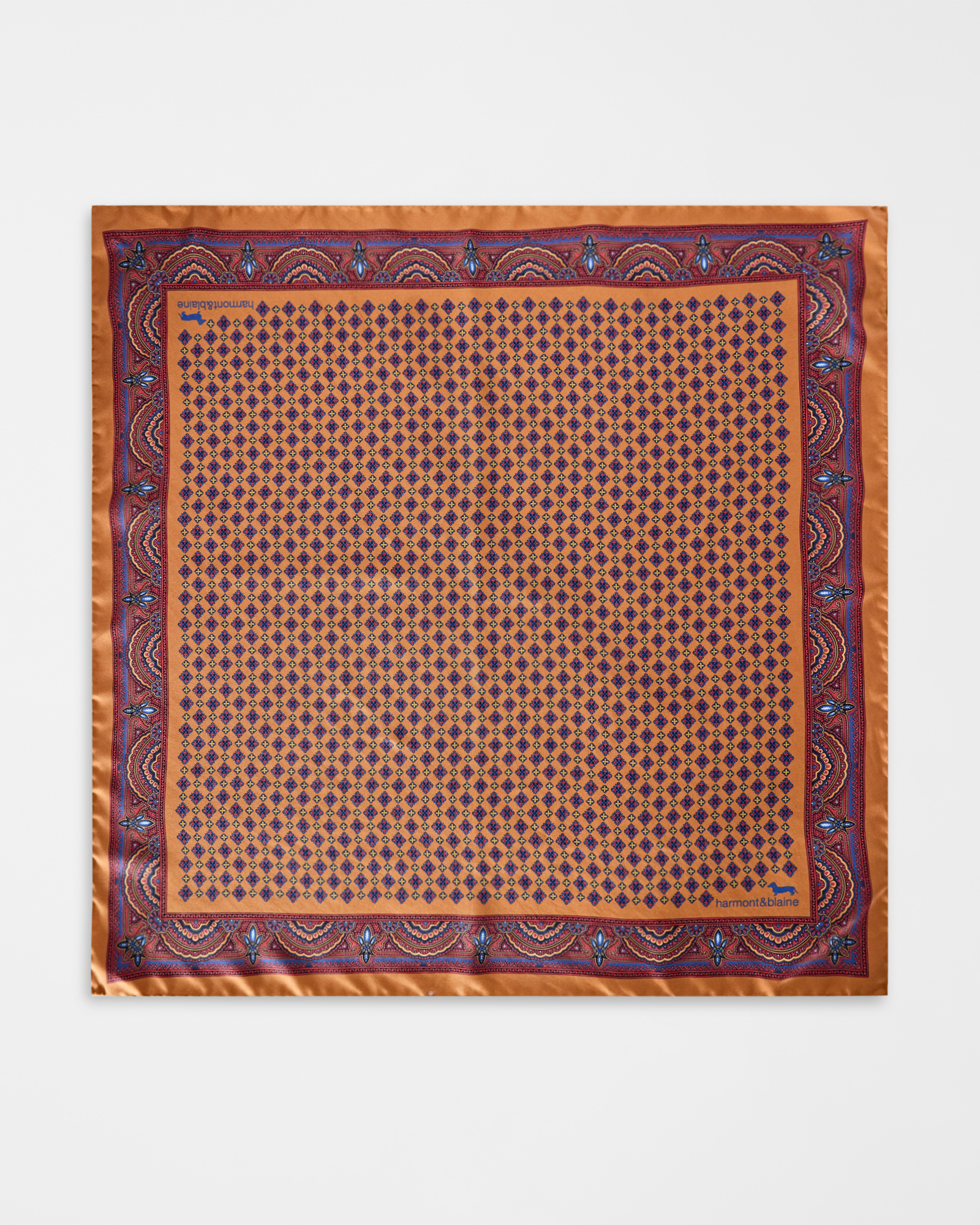 Bandana Uomo in pura seta con disegno paisley rosso mattone