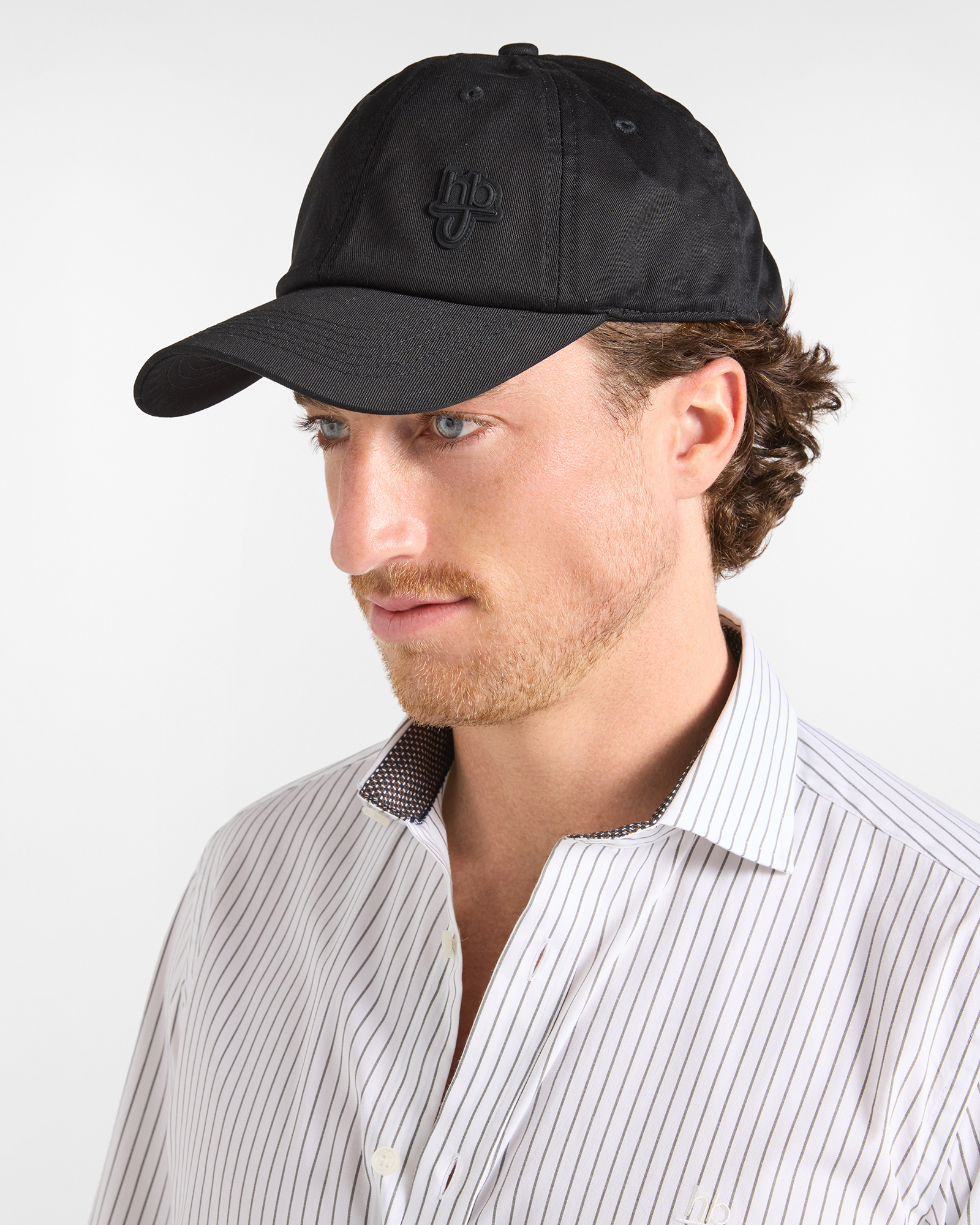 Baseball Cap HBJ Uomo con Patch Logo in Puro Cotone Nero