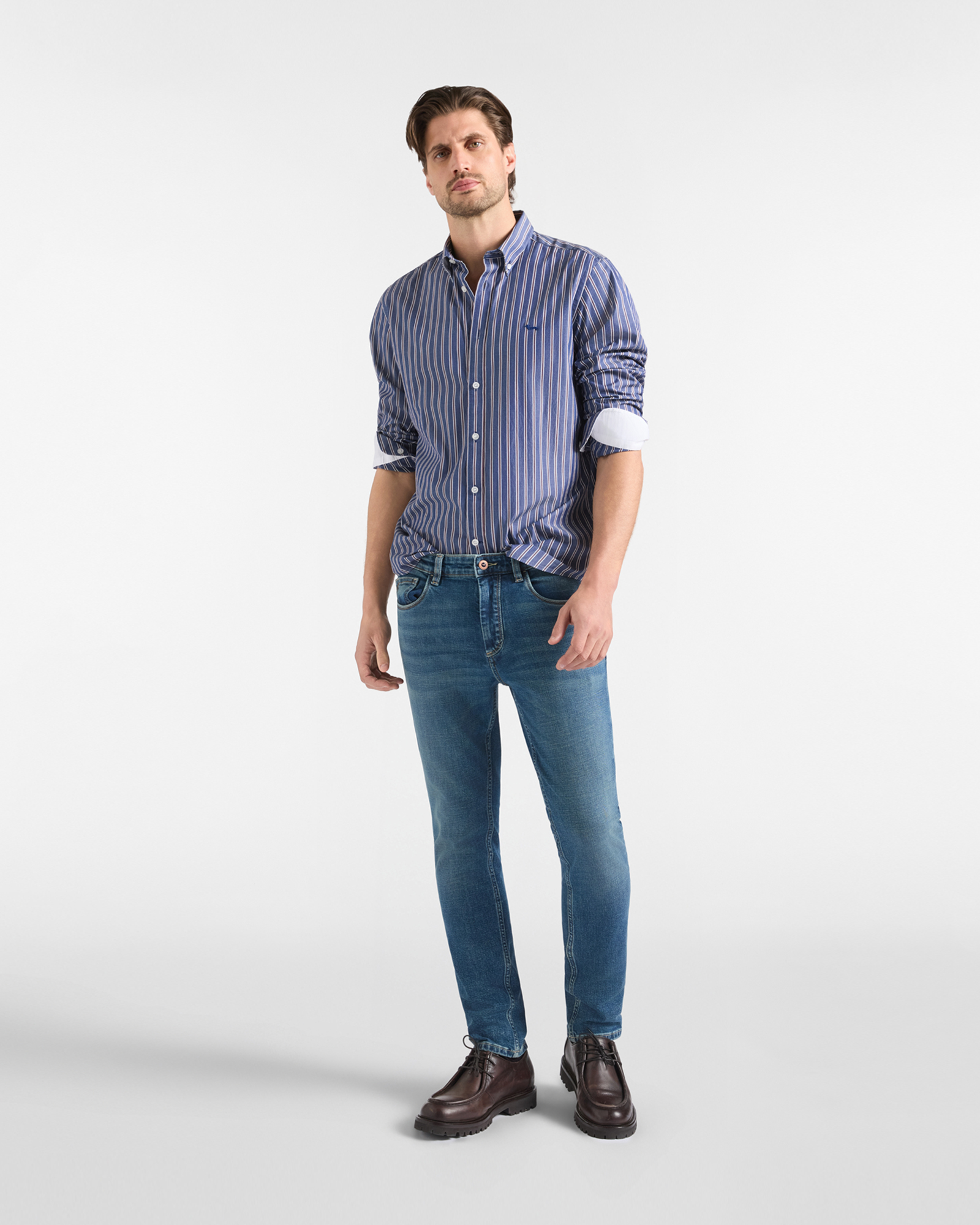 Pantalone Jeans 5 tasche Uomo in denim Slim Fit, BLU DENIM, large