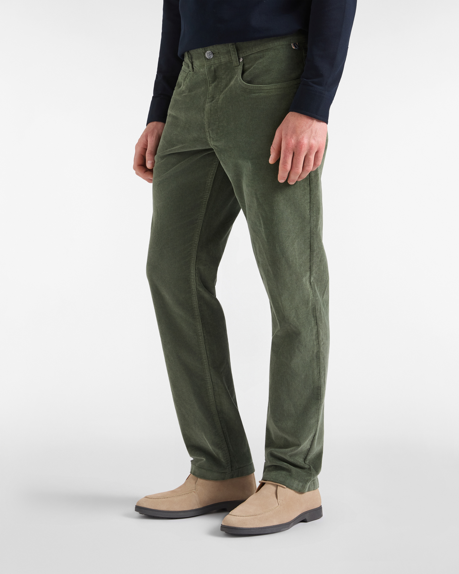 Pantalone HBJ Uomo Regular Fit 5 Tasche in Velluto di Cotone Stretch Verde