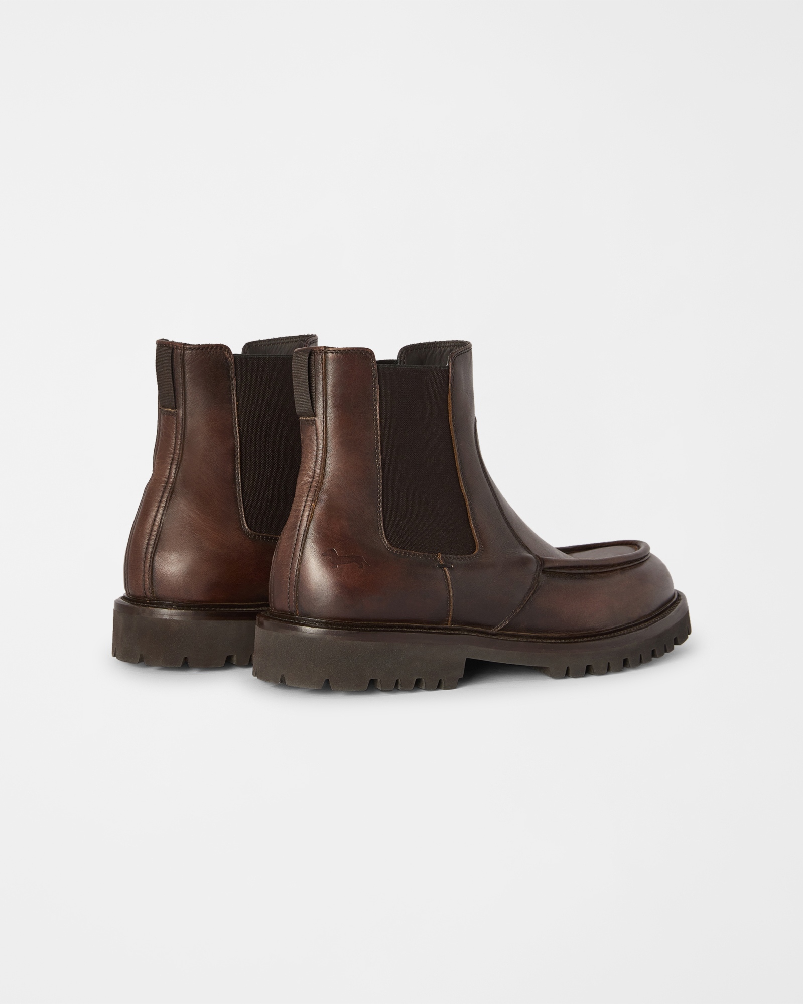 Chelsea boot Uomo in pelle delav&egrave; con punta cucita stile mocassino, TESTA DI MORO, large