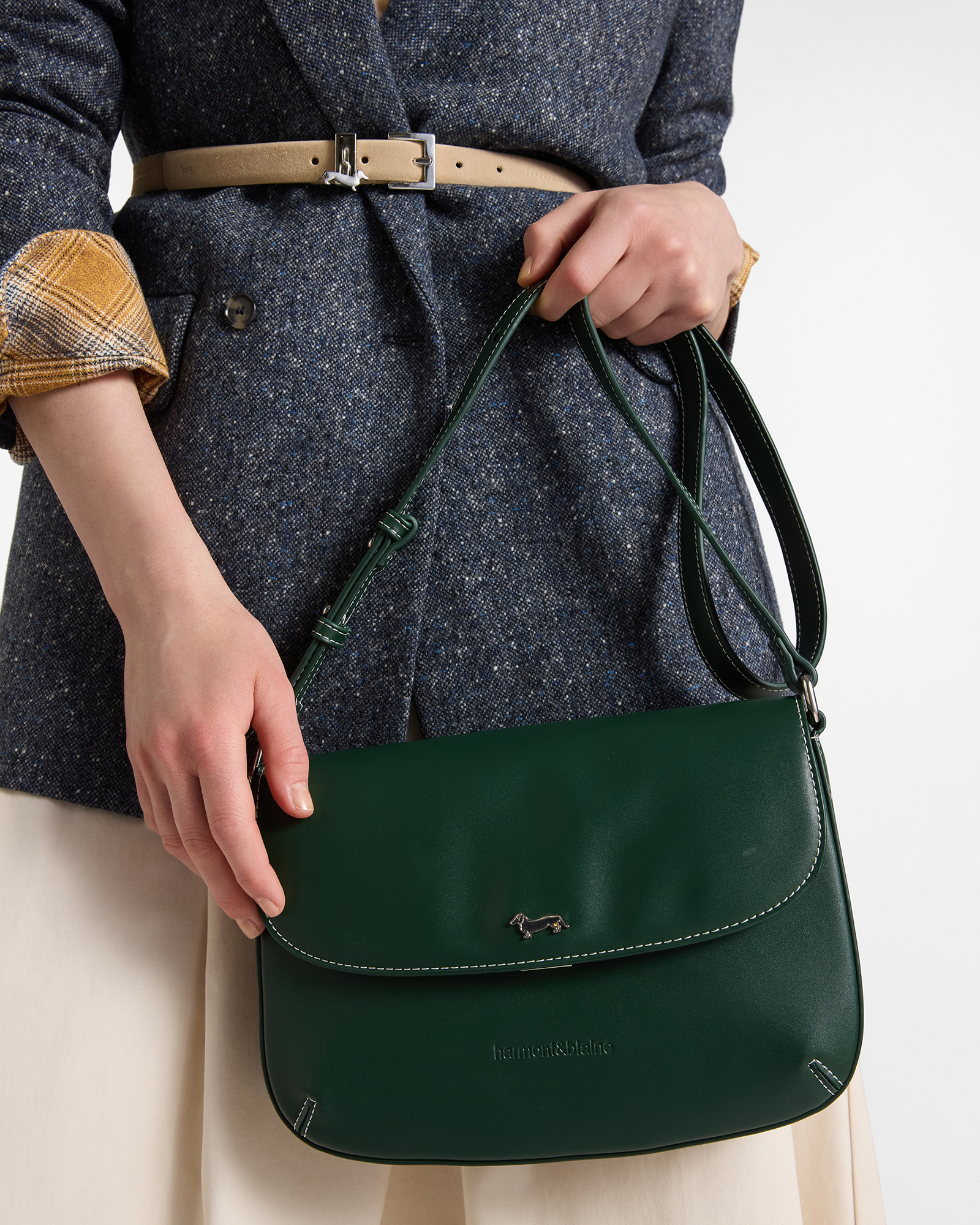 Borsa a tracolla con pattina Donna verde