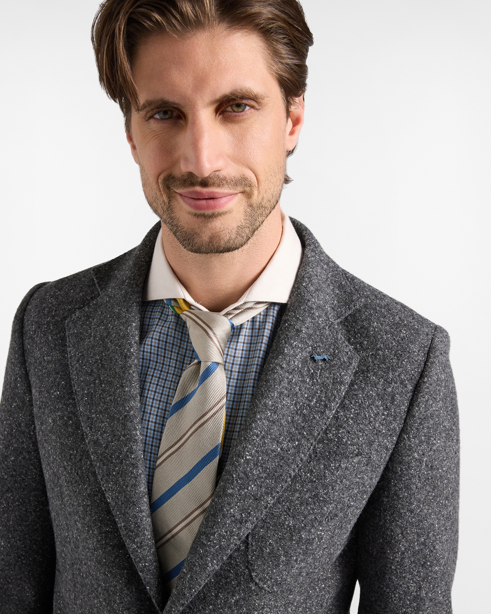 Cardigan Jacket da uomo in misto lana e seta donegal Made in Italy, ANTRACITE, large