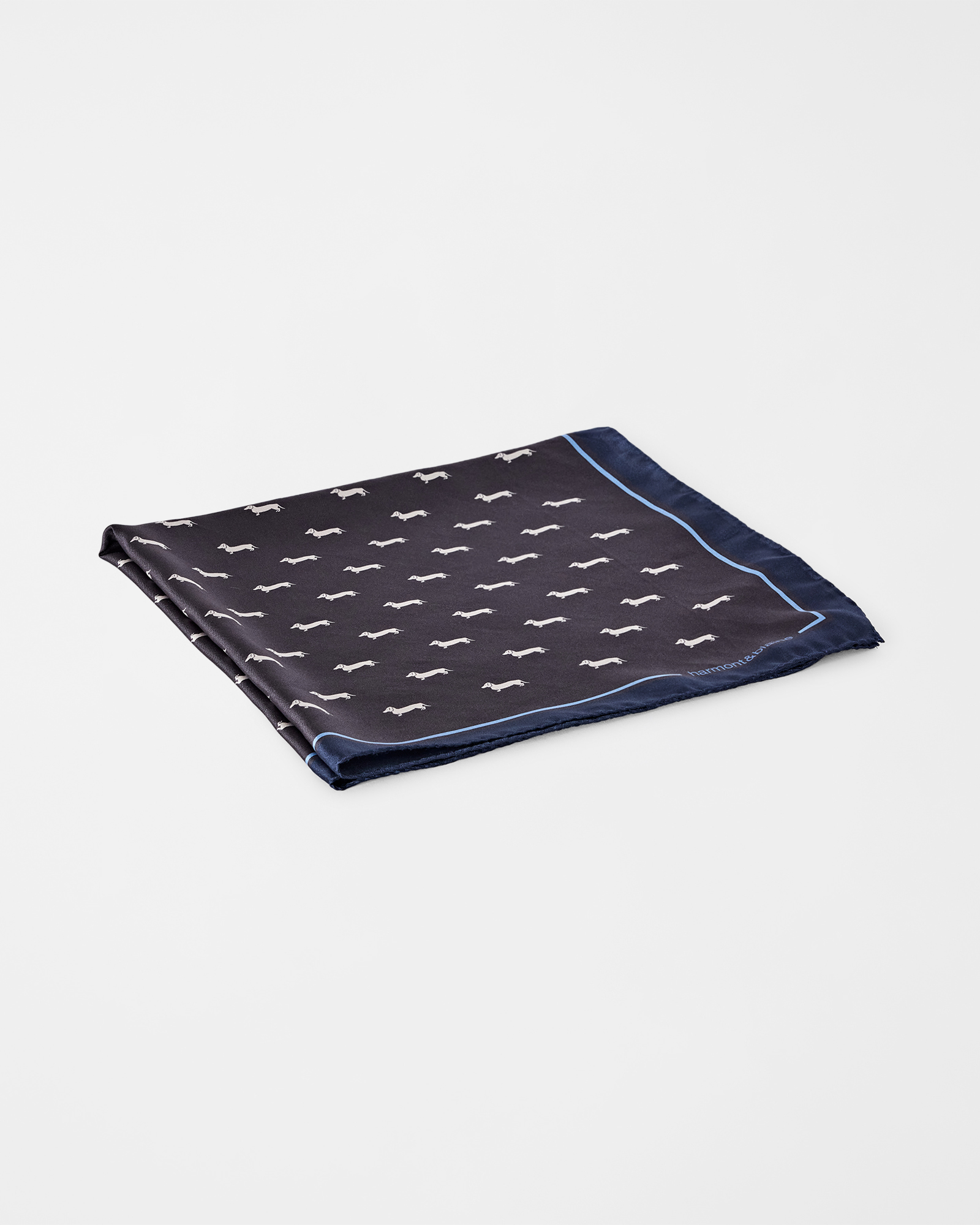 Bandana Uomo in pura seta Bassotti all over, BLU NAVY, large