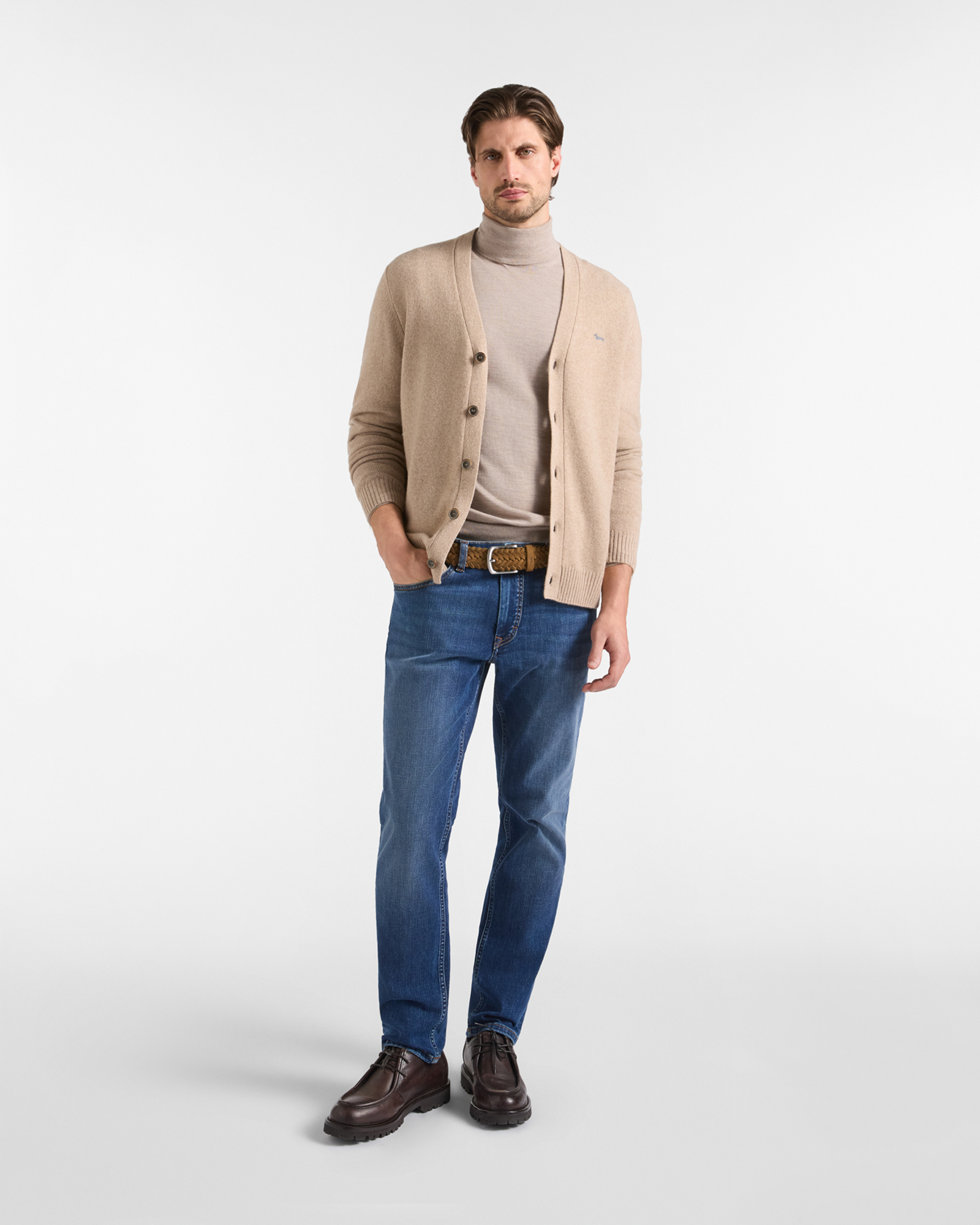 Cardigan Uomo con scollo a V cardigan in misto lana e cashmere Regular Fit Made in Italy, TORTORA, large