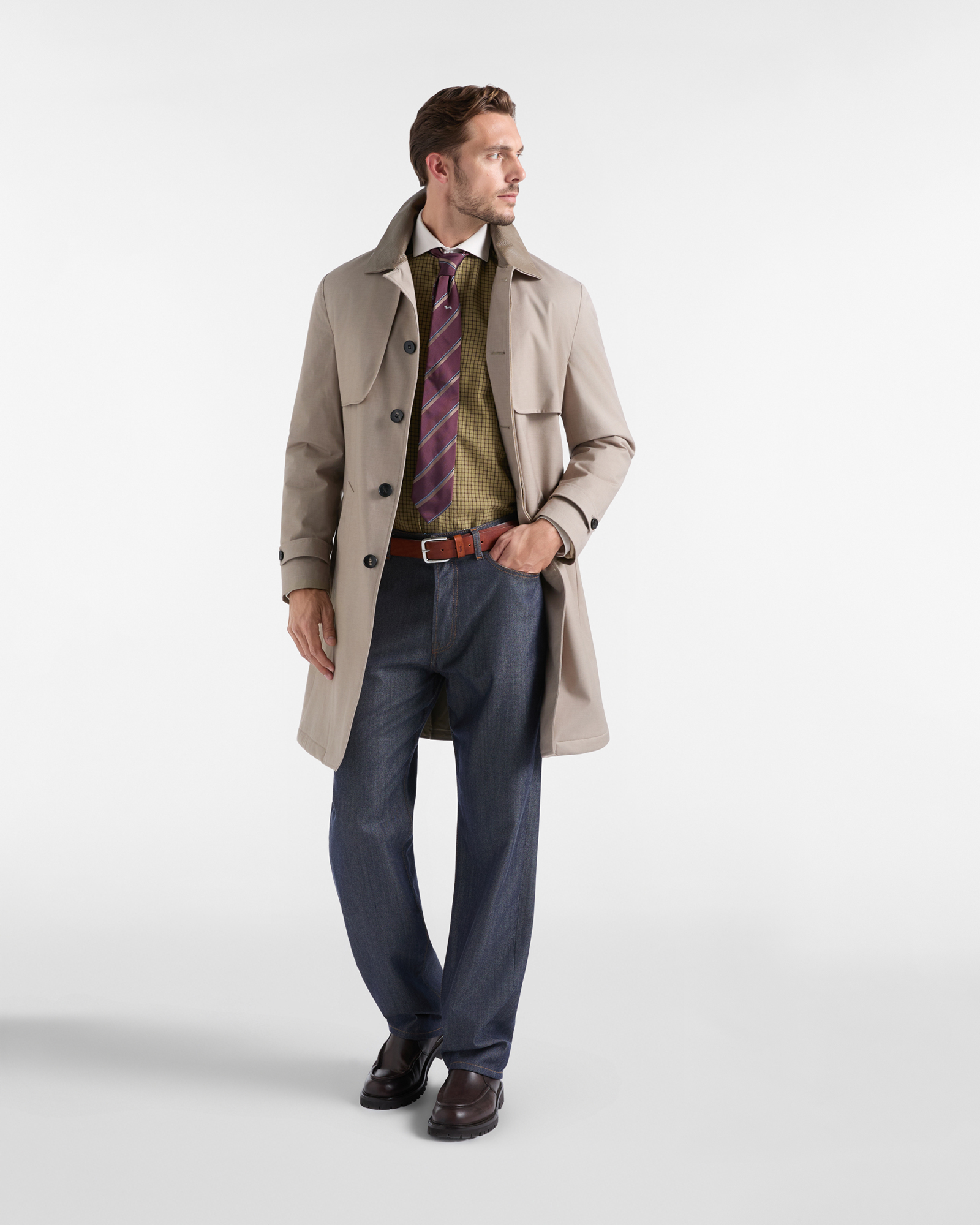Camicia Harmont & Blaine Uomo Capsule Qualit&agrave; a Colori in flanella di cotone micro check, VERDE CHIARO, large