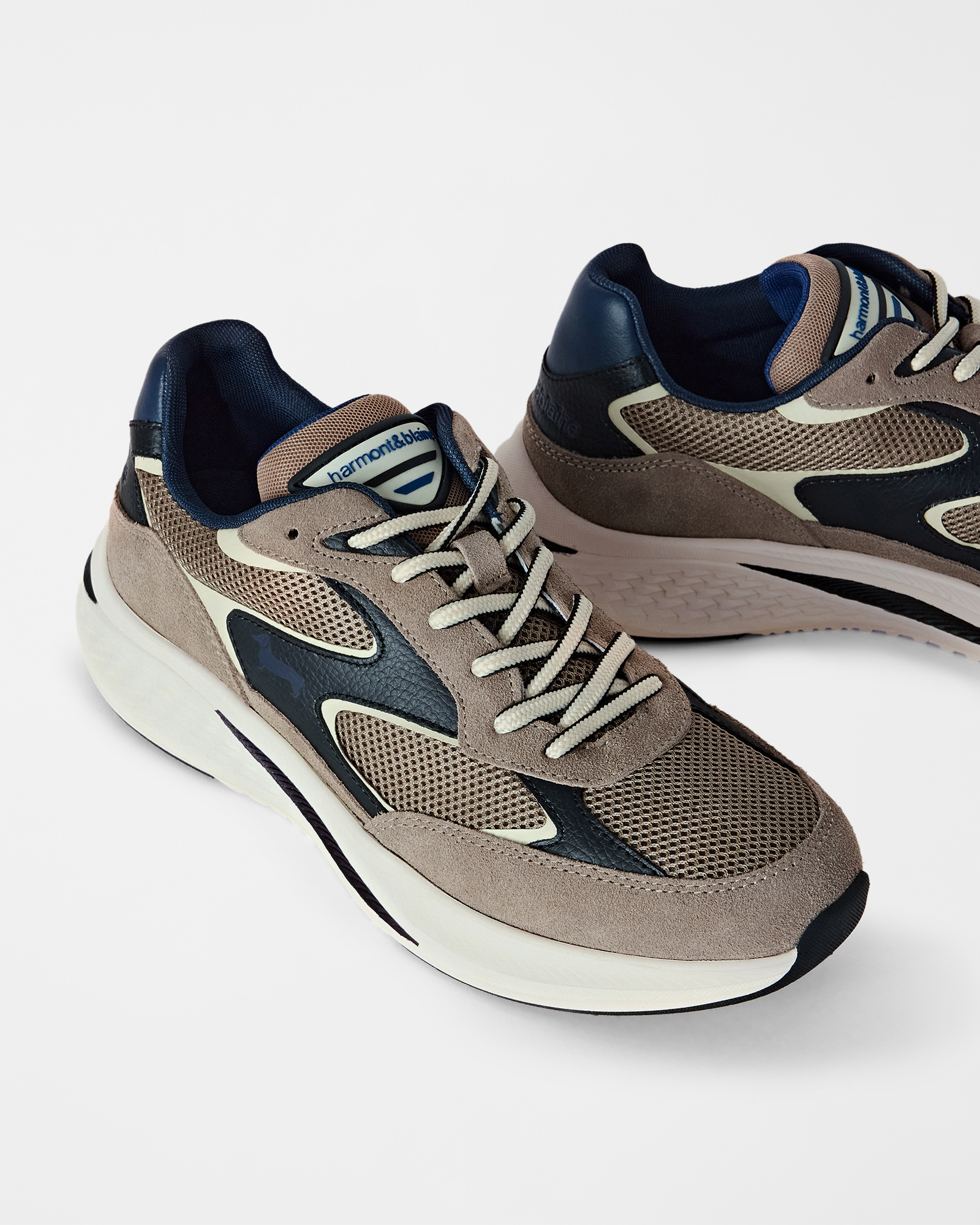 Sneaker Uomo in camoscio e mesh tecnico, TAUPE, large