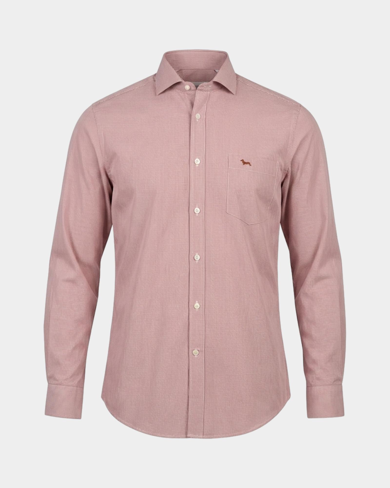 Camicia Uomo Micro Vichy tinto filo Narrow Fit, ROSSO MATTONE, large