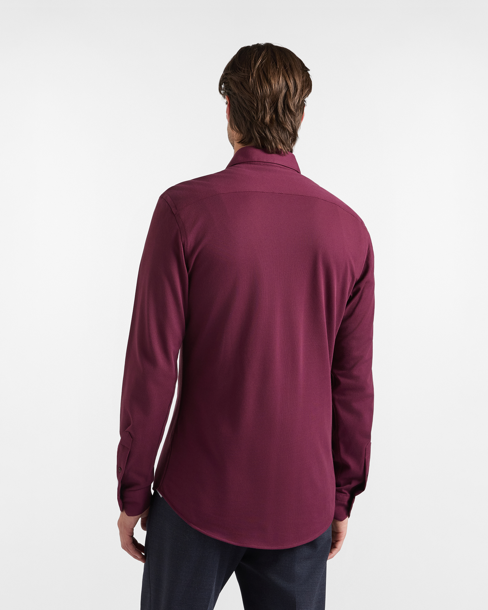 Camicia Uomo in piquet tinta unita Narrow Fit, VIOLA SCURO, large