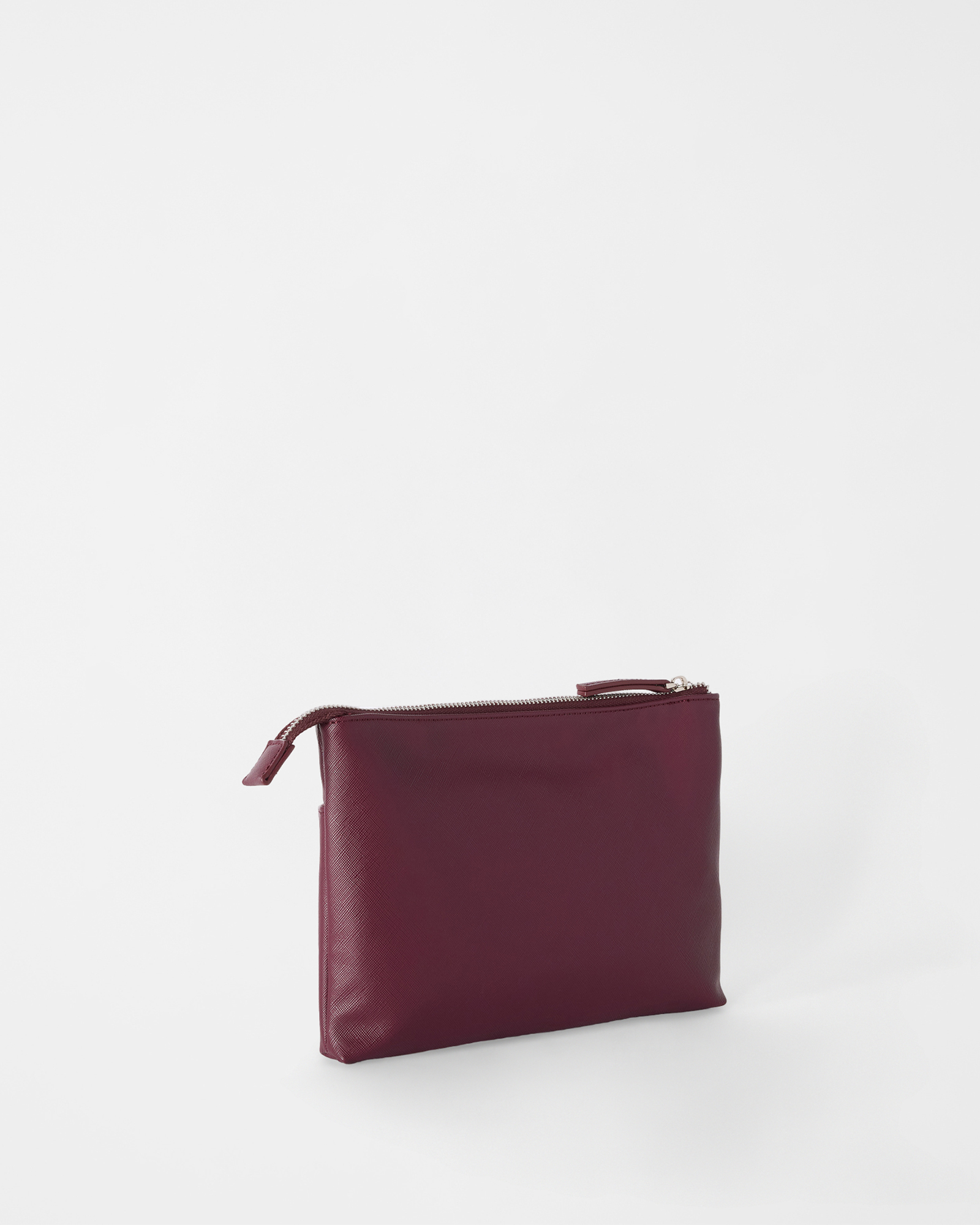 Pochette Uomo con Manico Effetto Saffiano, ROSSO SCURO, large