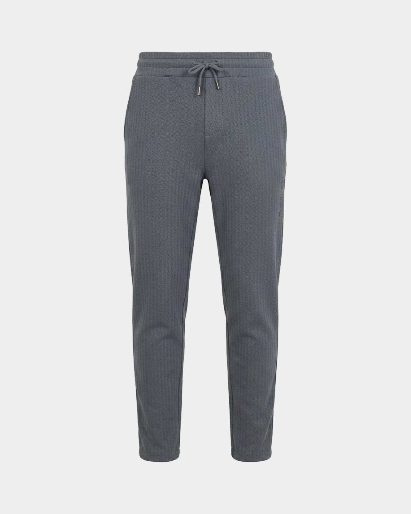 Pantalone Uomo in felpa grigio con trama herringbone, GRIGIO, large