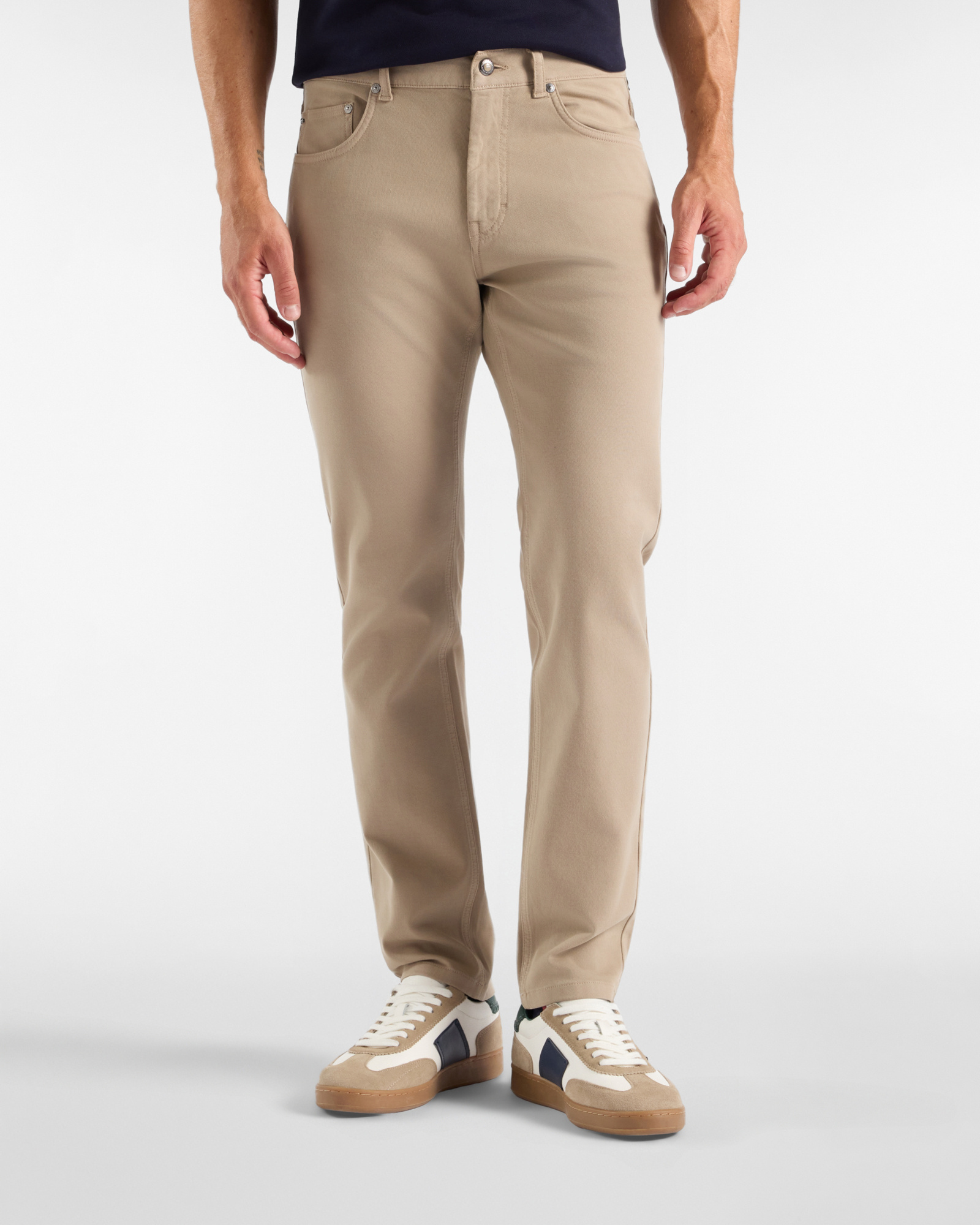 Pantalone 5 tasche Uomo in cotone stretch beige Narrow Fit