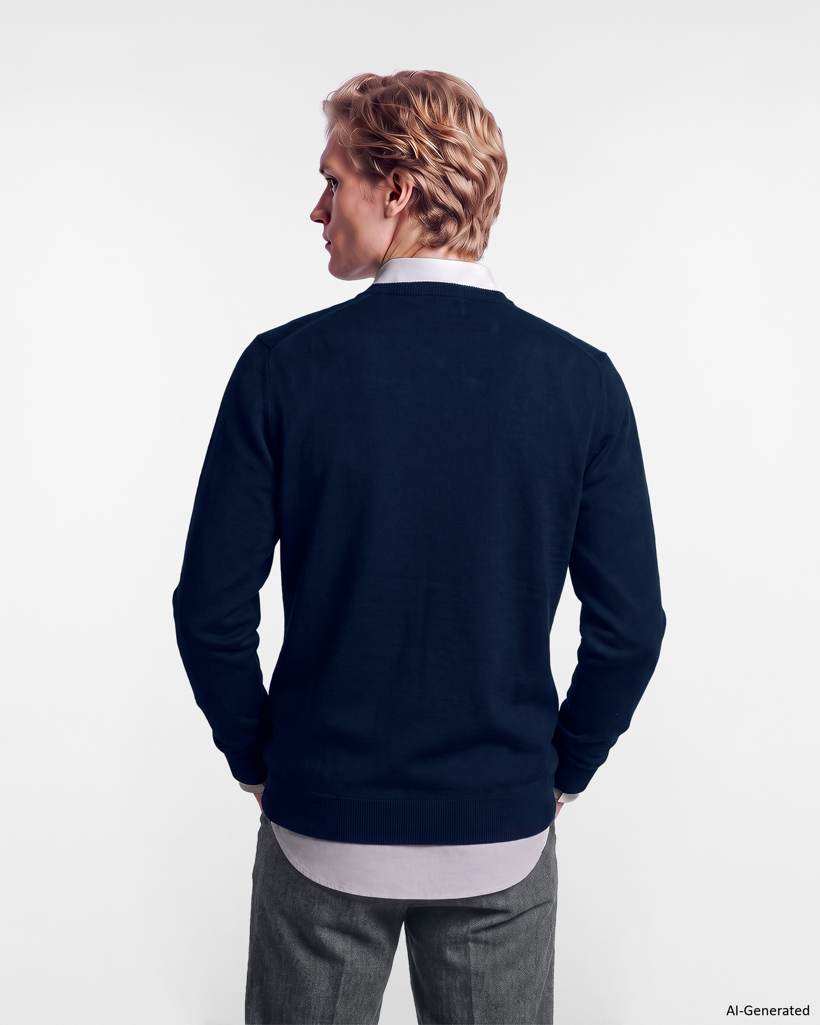 Maglia Uomo in 100% pura lana Regular Fit Made in Italy, OCEAN, large