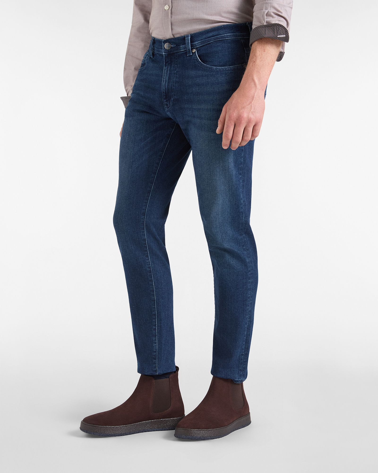Jeans HBJ Uomo Slim Fit 5 Tasche in Denim di Cotone Stretch Blu Denim