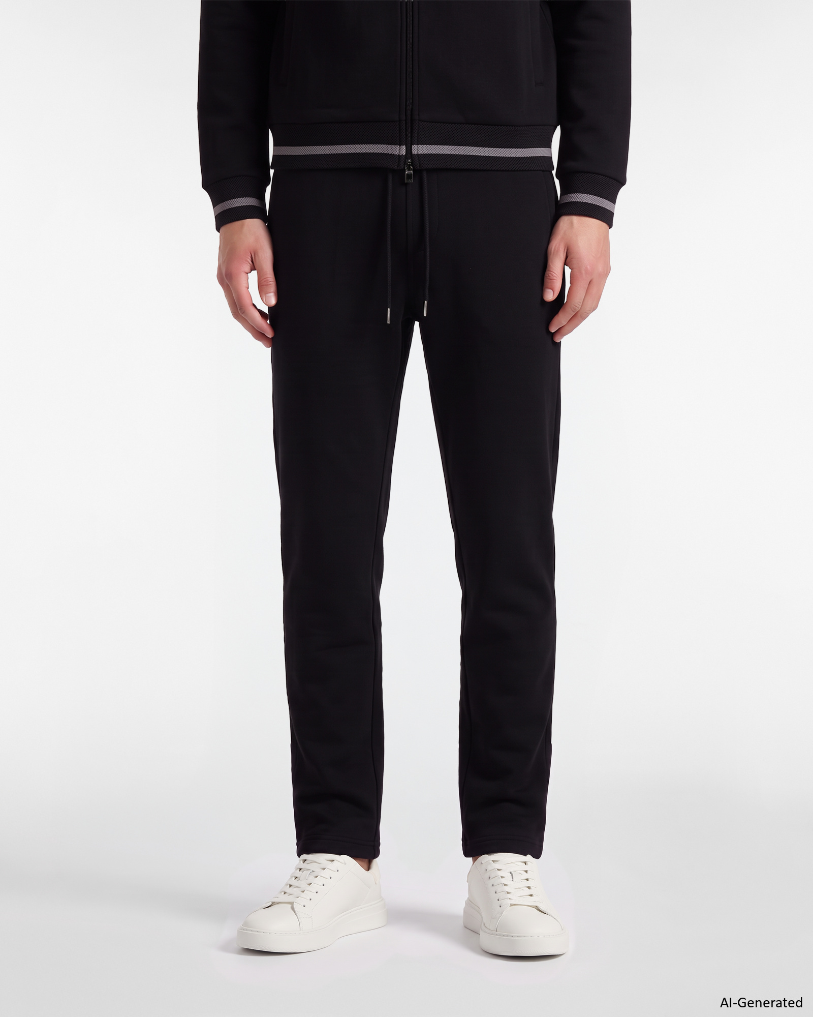 Pantalone Uomo in felpa garzata con tasche in misto cotone nero