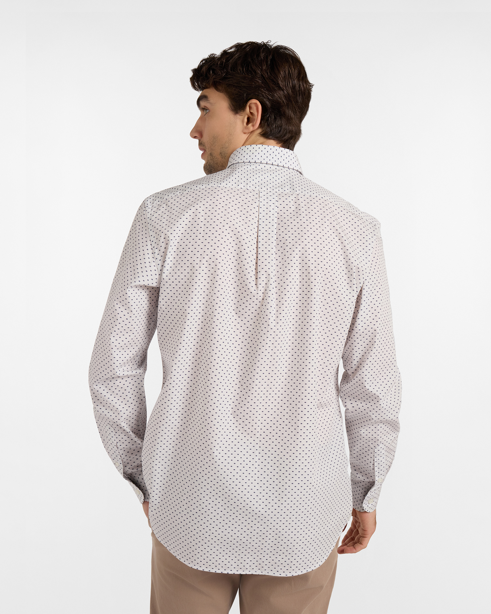 Camicia HBJ Uomo Regular Fit con collo Montecarlo in puro cotone microstampa, GRIGIO, large