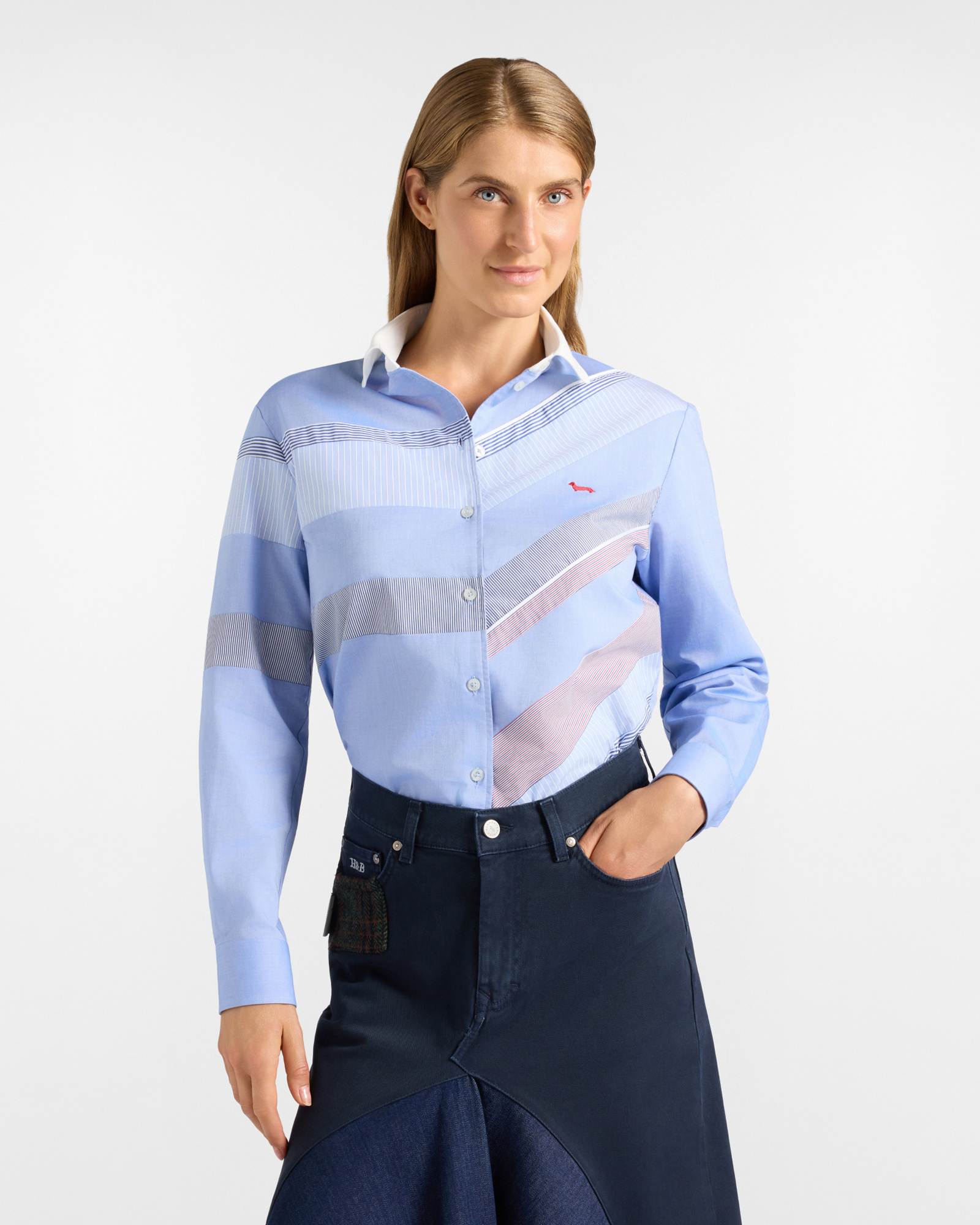 Camicia Donna in puro cotone Bluette Mix & Match righe e colori Capsule Reloved Made in Italy