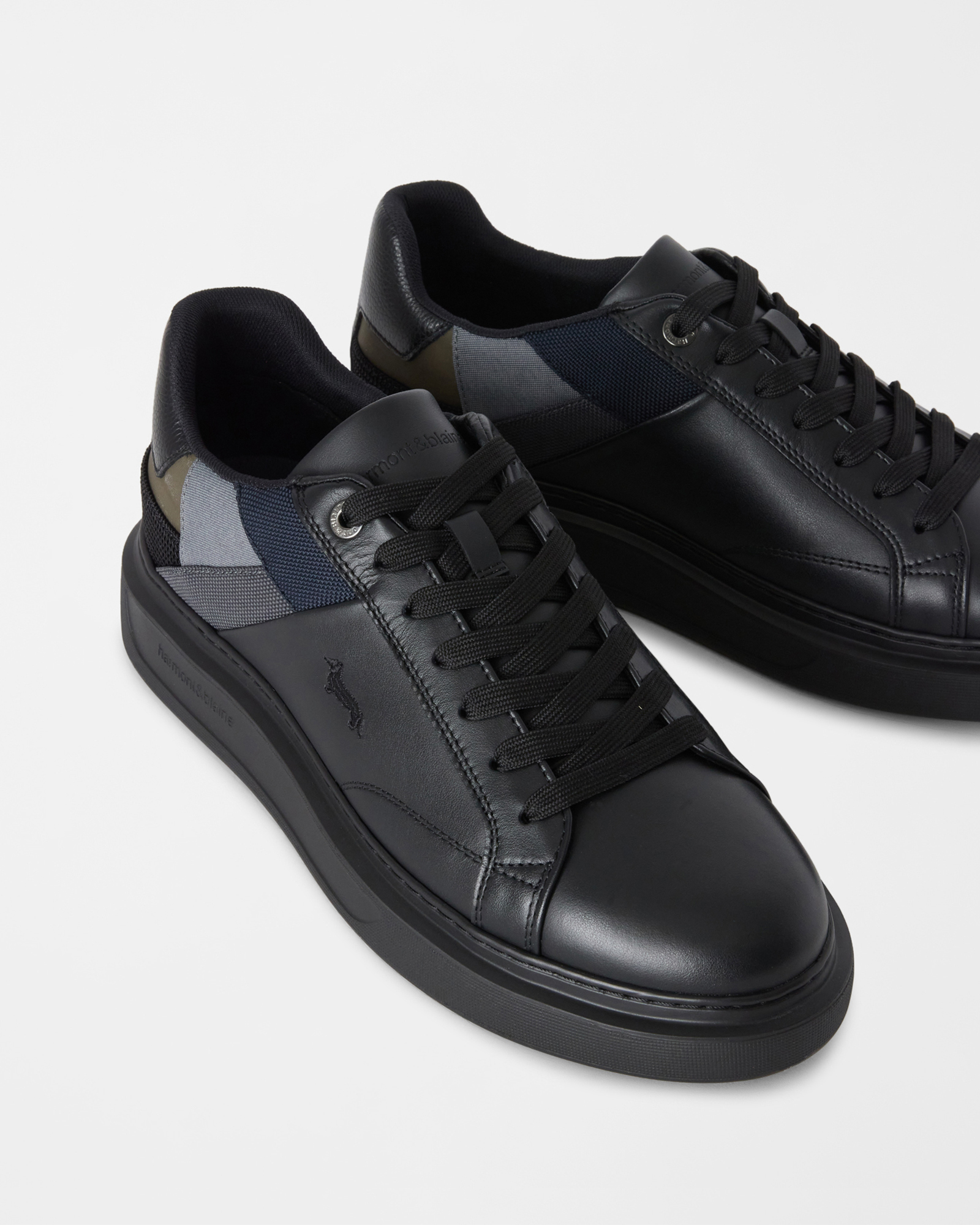 Sneaker Uomo in pelle con inserti tecnici, NERO - MULTICOLOR, large