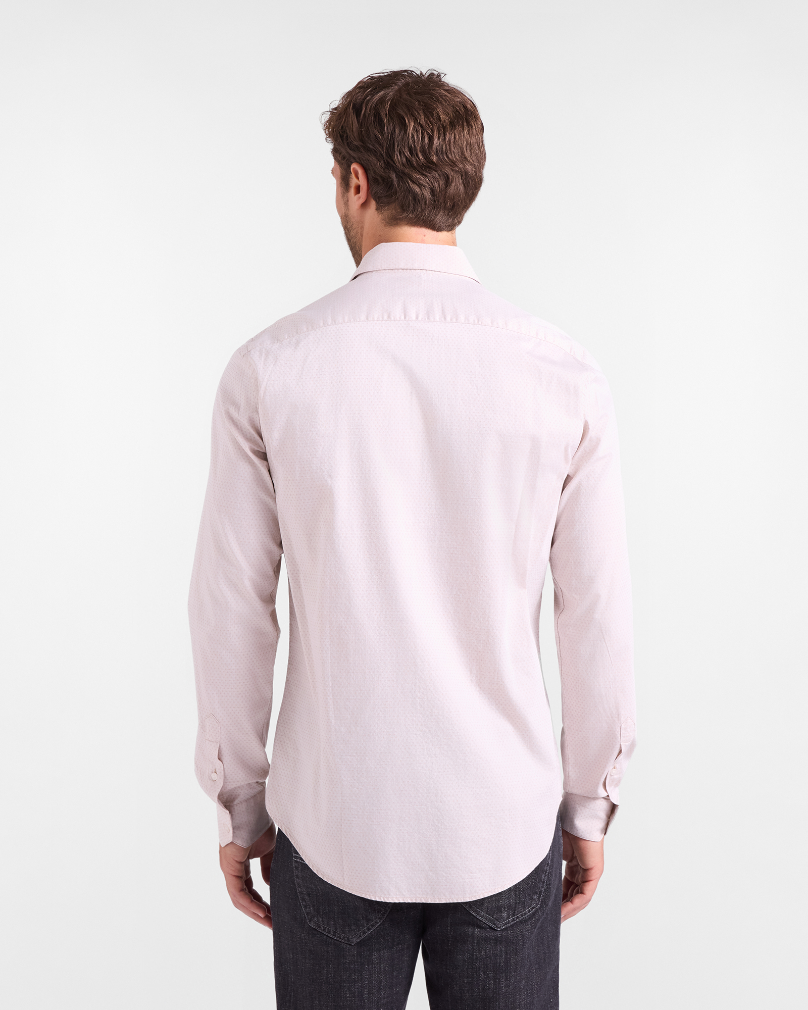 Camicia Uomo micro jacquard melange Narrow Fit, BEIGE, large