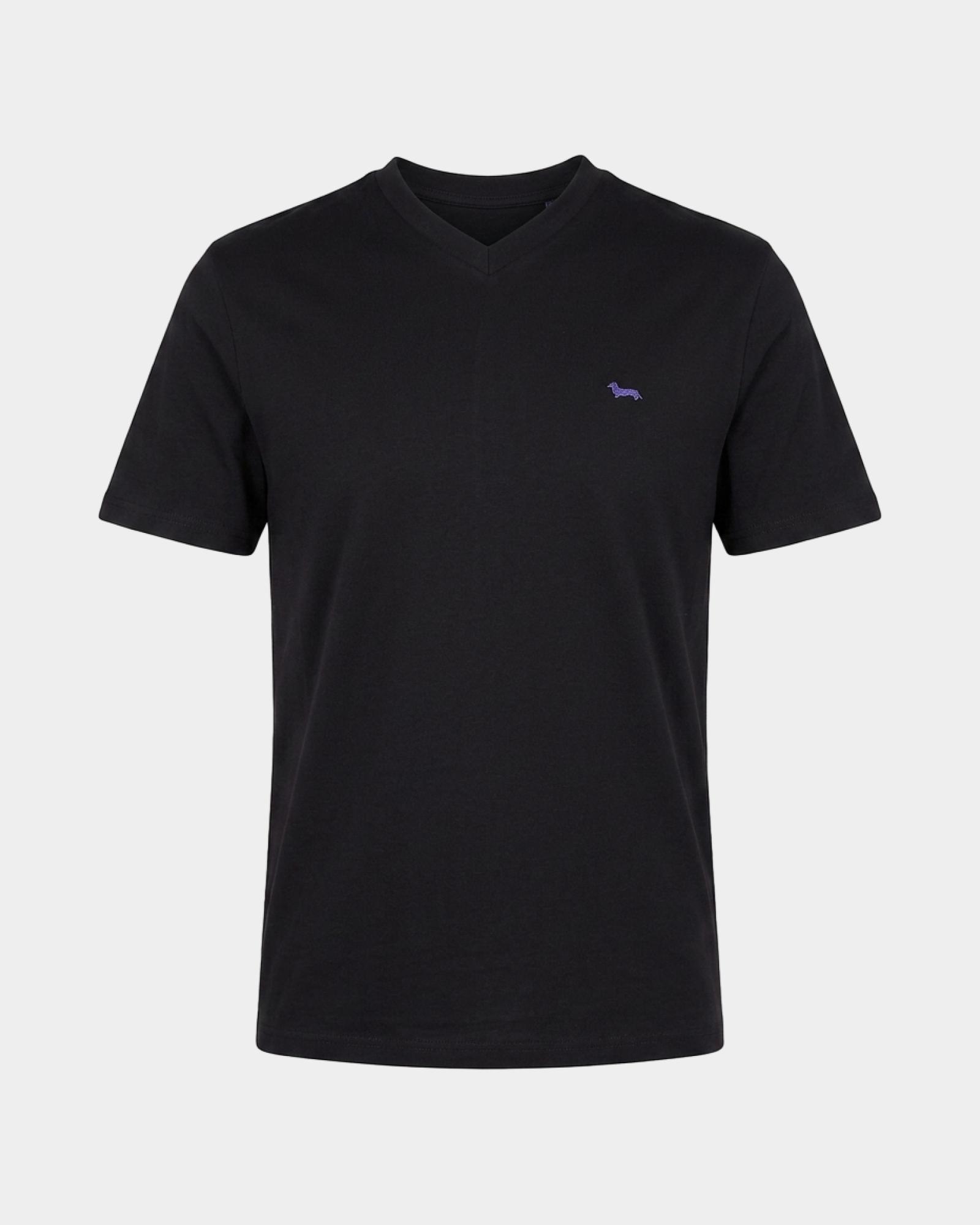 T-shirt Uomo con scollo a V in 100% puro cotone Regular Fit, NERO, large