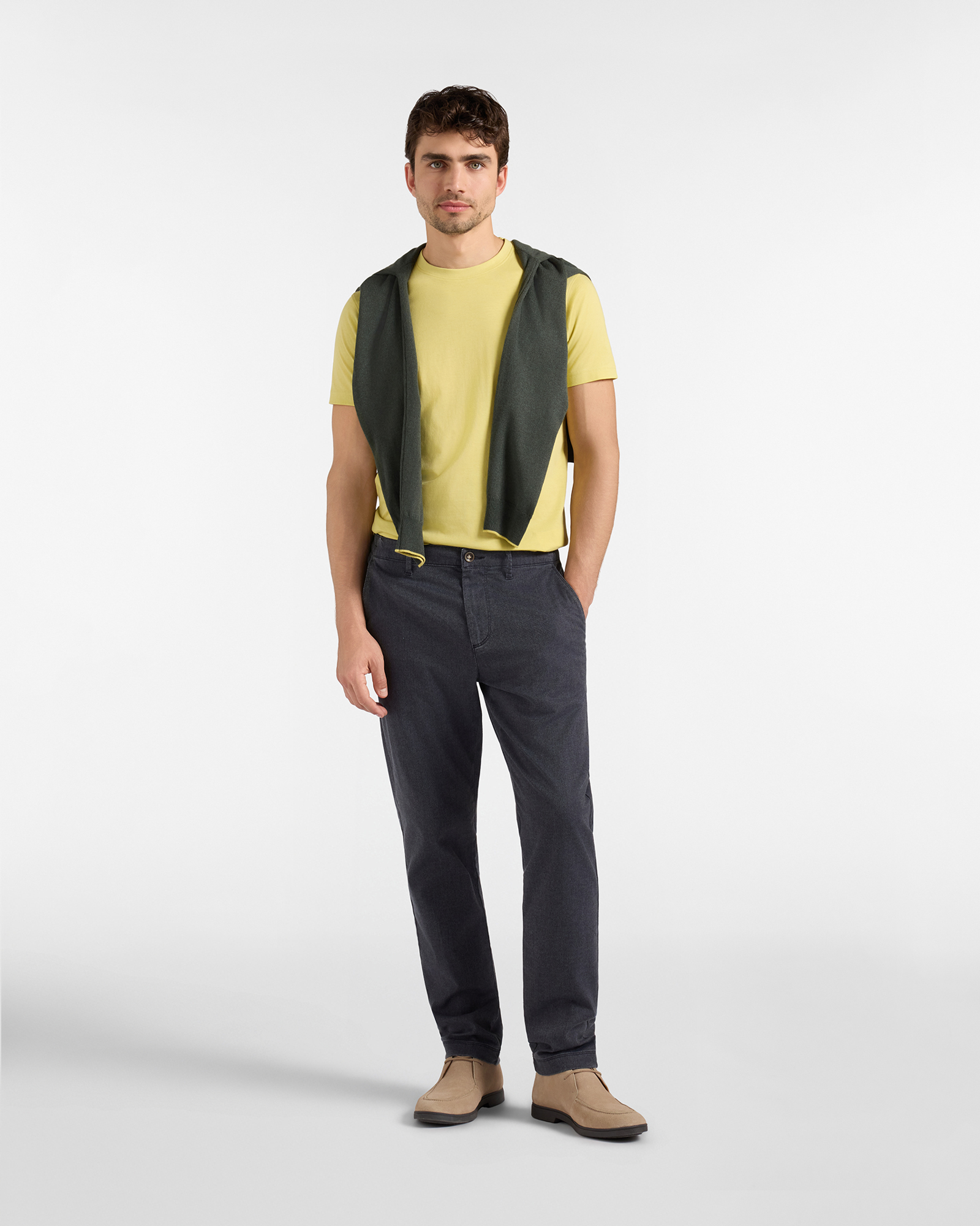 T-shirt HBJ Uomo Narrow Fit in puro cotone, GIALLO, large