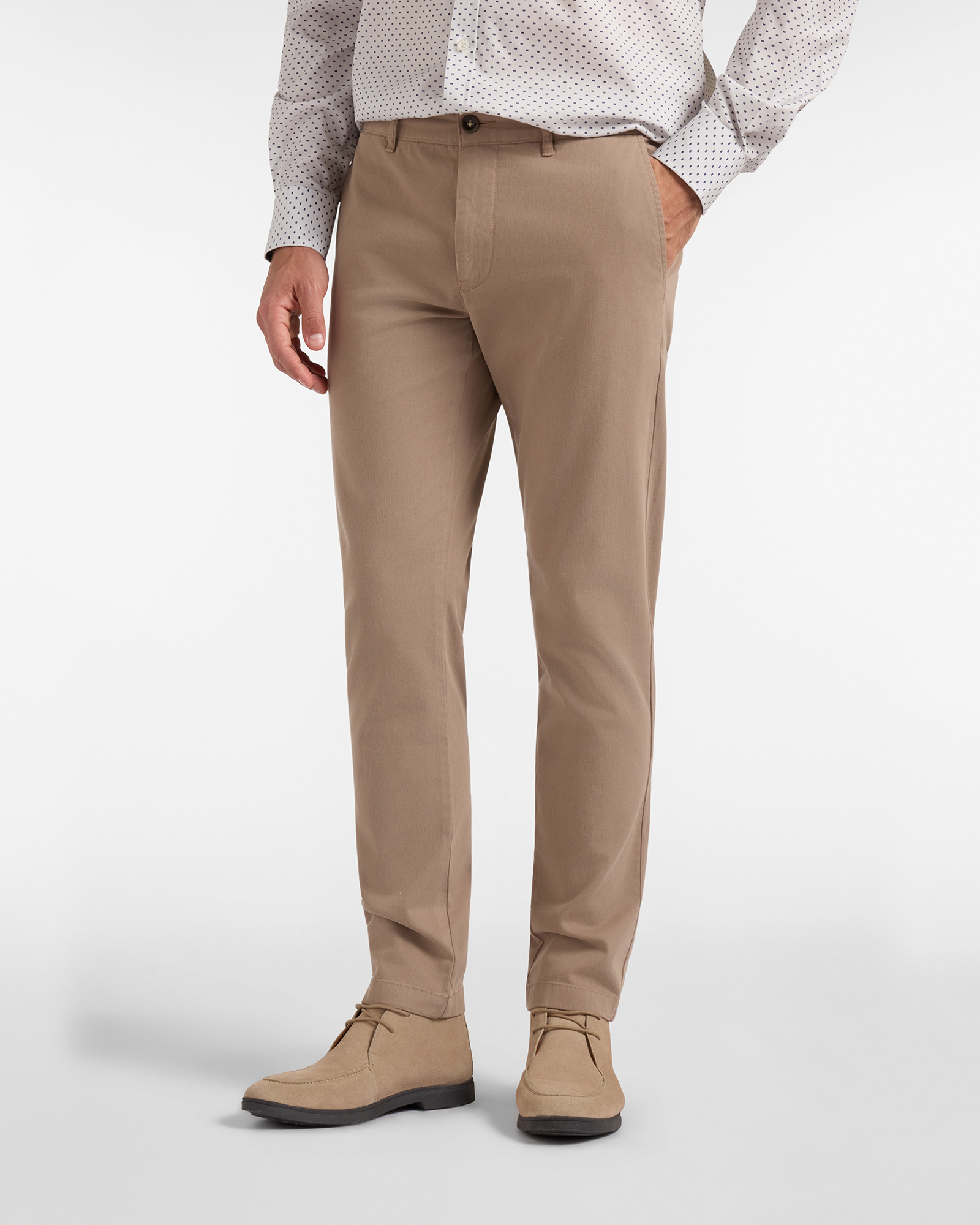 Pantalone Chino HBJ Uomo Narrow Fit in Gabardina di Cotone Stretch Beige