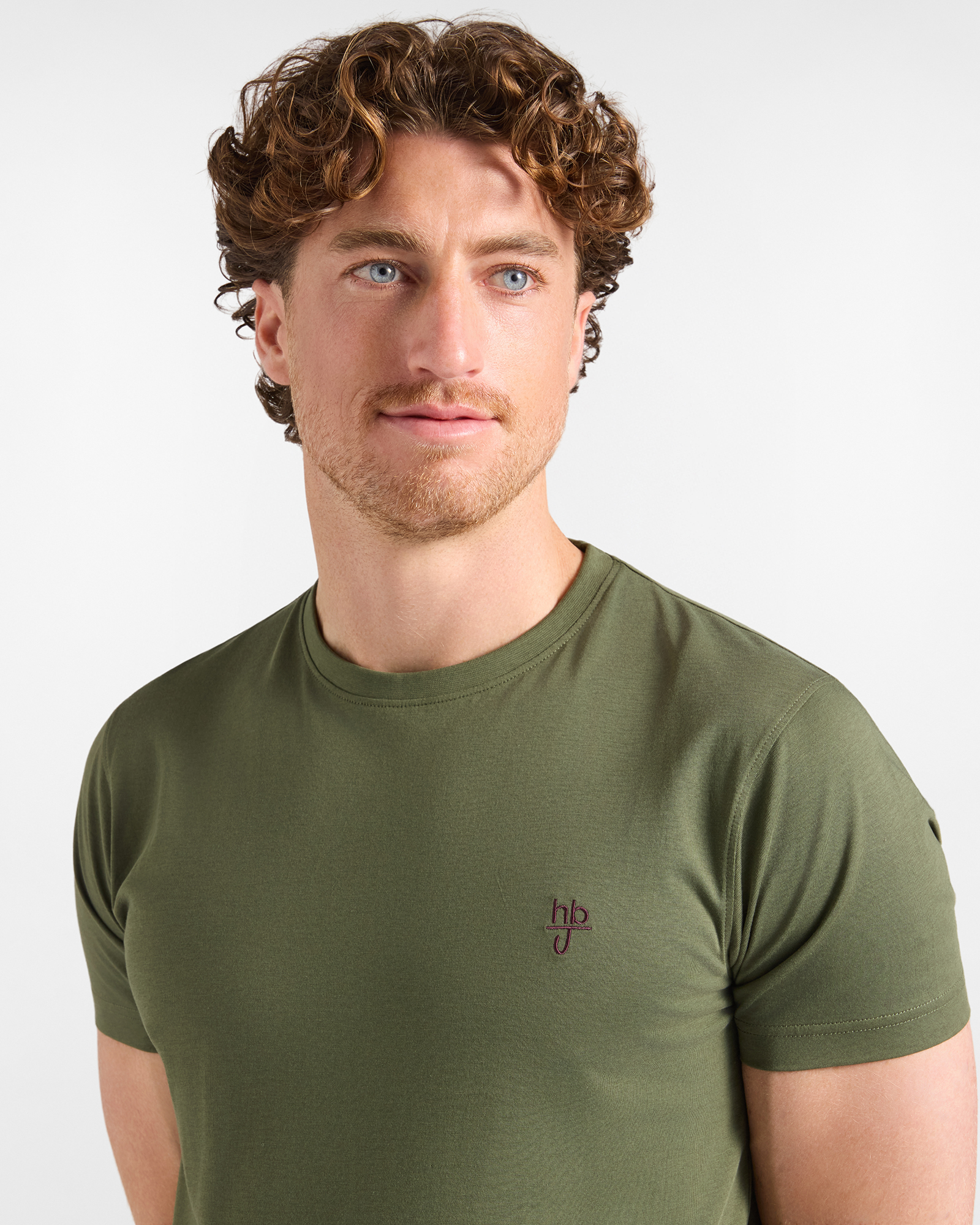 T-shirt HBJ Uomo Narrow Fit in puro cotone, VERDE, large
