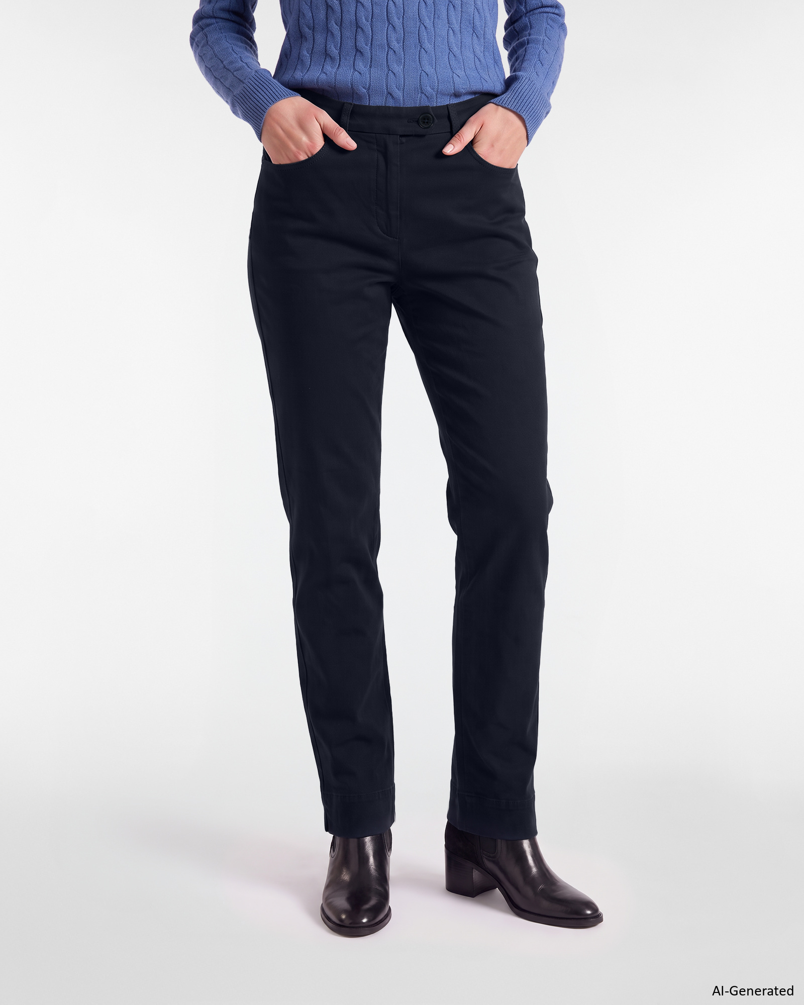Pantalone Donna in cotone stretch blu Slim Fit