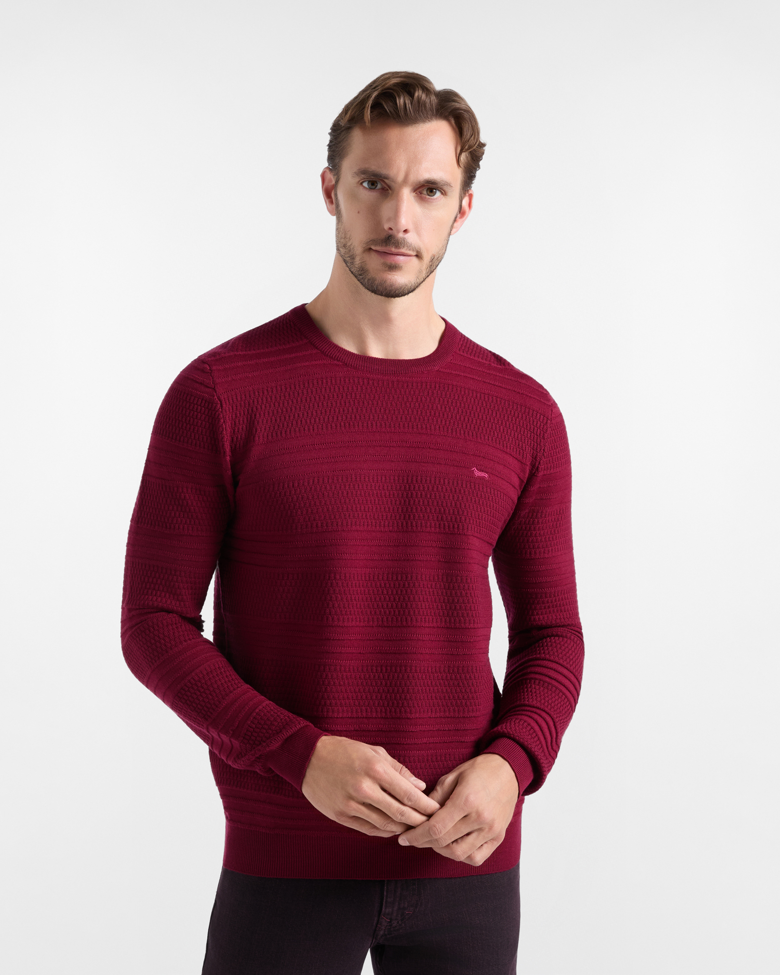 Maglia Uomo in 100% pura lana rosso Regular Fit Made in Italy