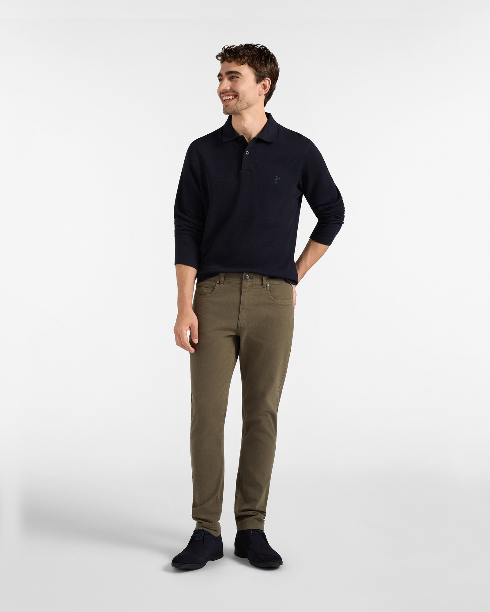 Polo HBJ Uomo in Jersey Jacquard di Puro Cotone, BLU SCURO, large
