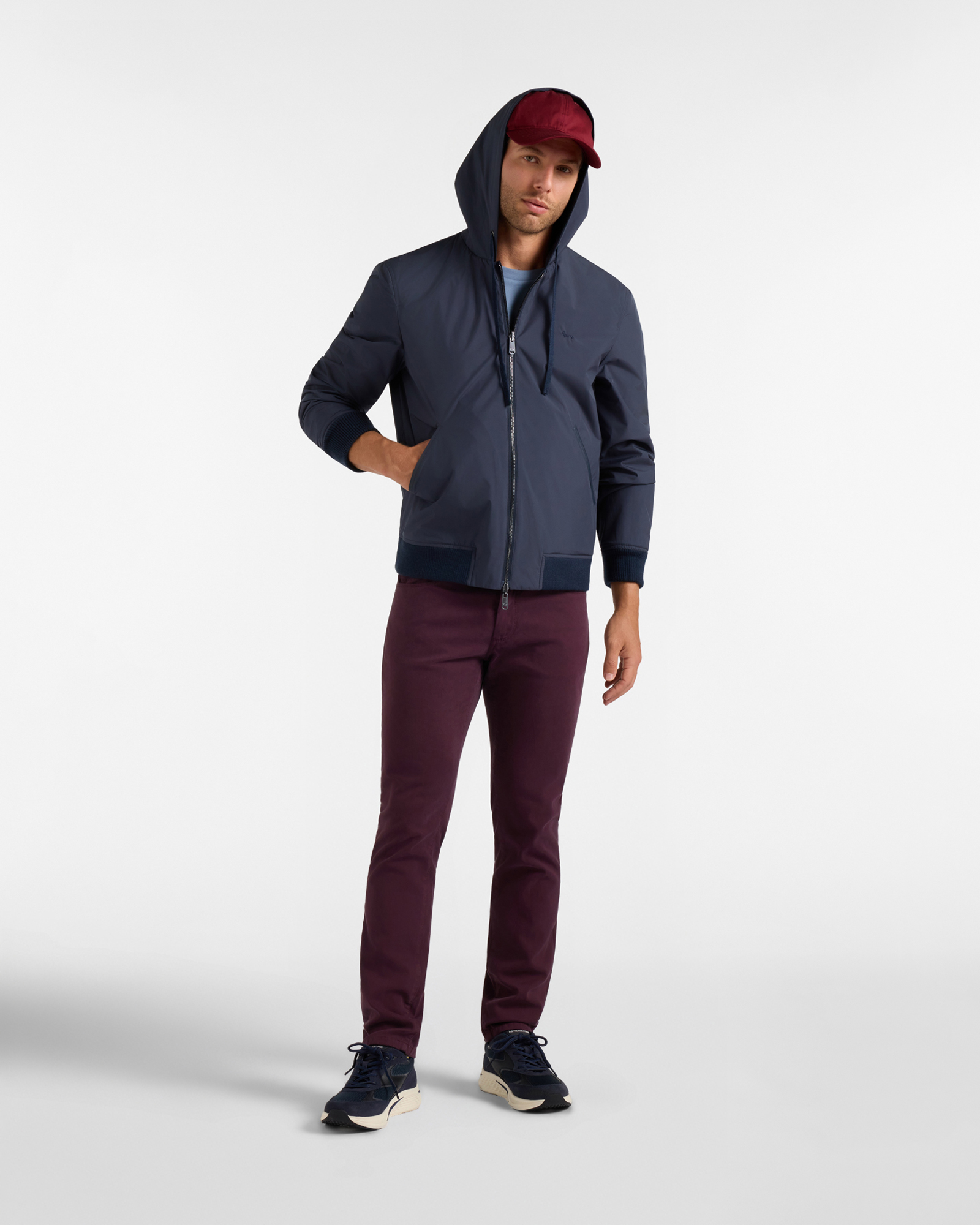 Giubbino da uomo reversibile in misto lana blu Principe di Galles, BLU NAVY, large