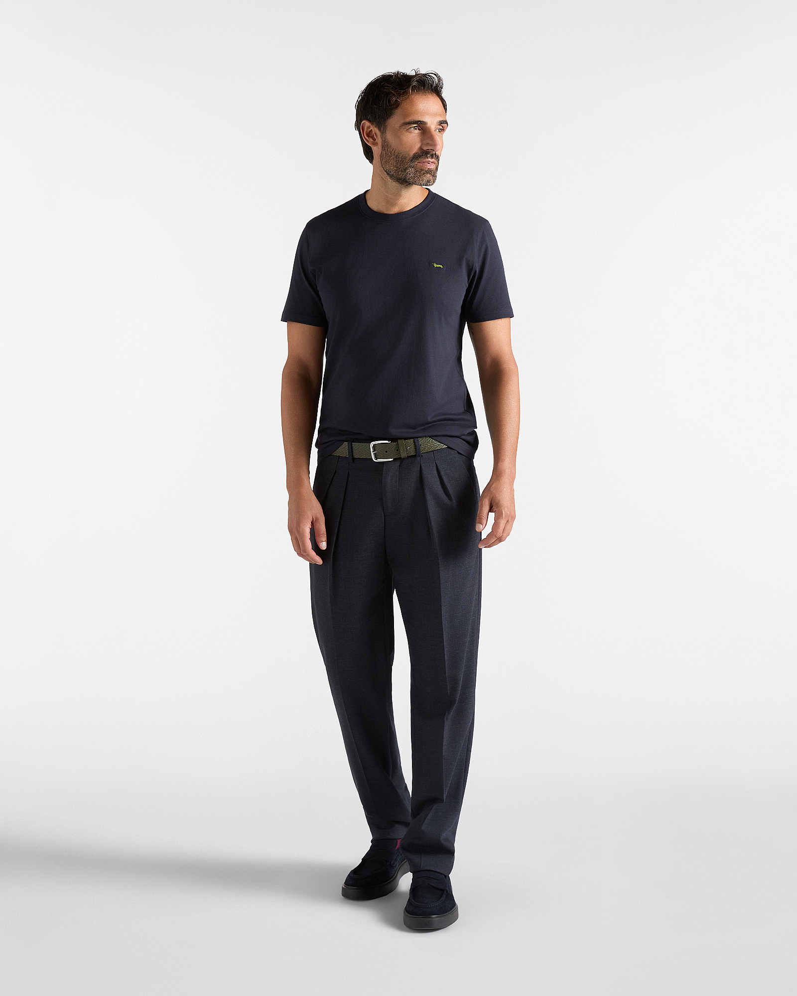 T-shirt Uomo in 100% puro cotone Narrow Fit, BLU NAVY, large