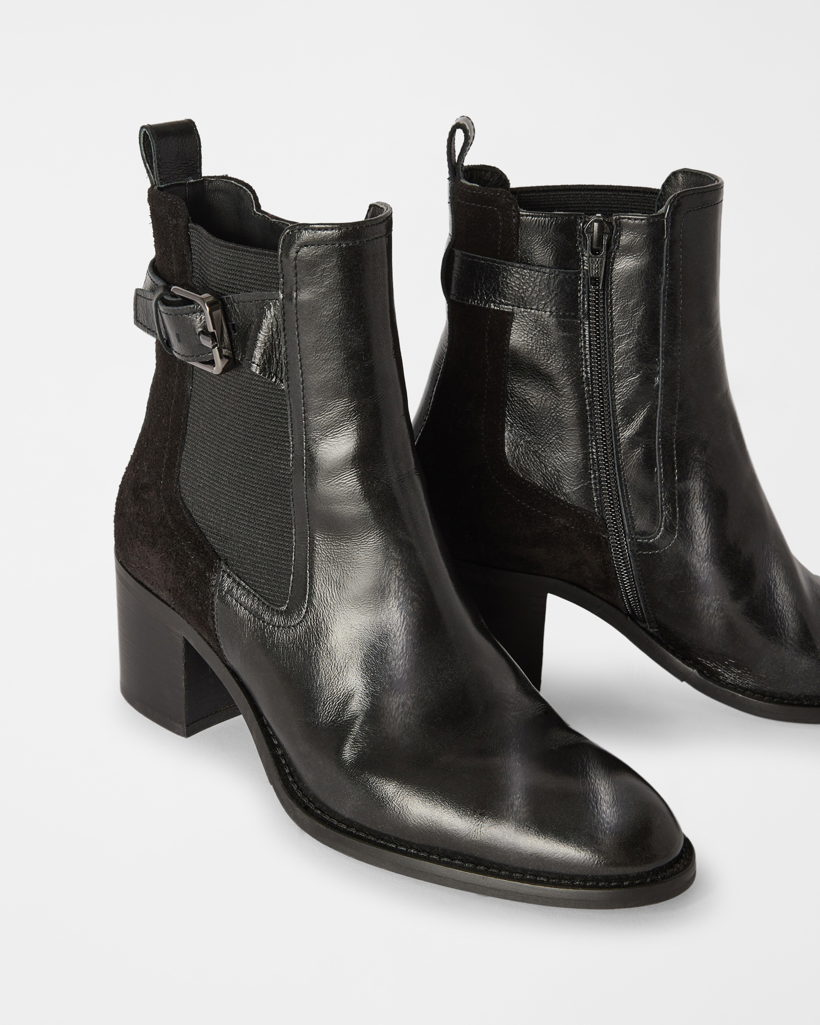 Scarpa Donna tronchetto in pelle, NERO, large