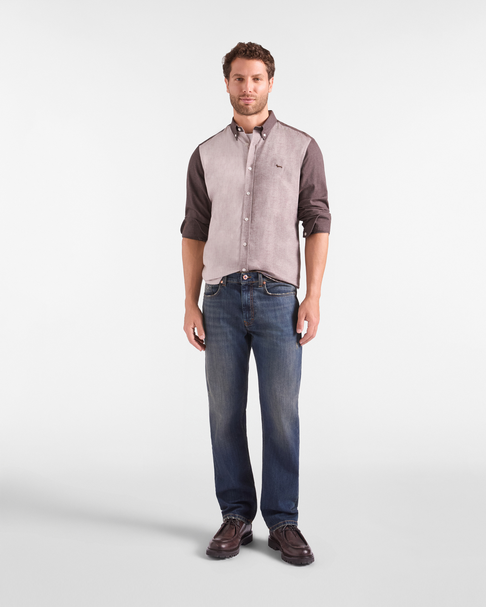 Camicia Uomo Piazzetta in flanella di cotone, MARRONE, large