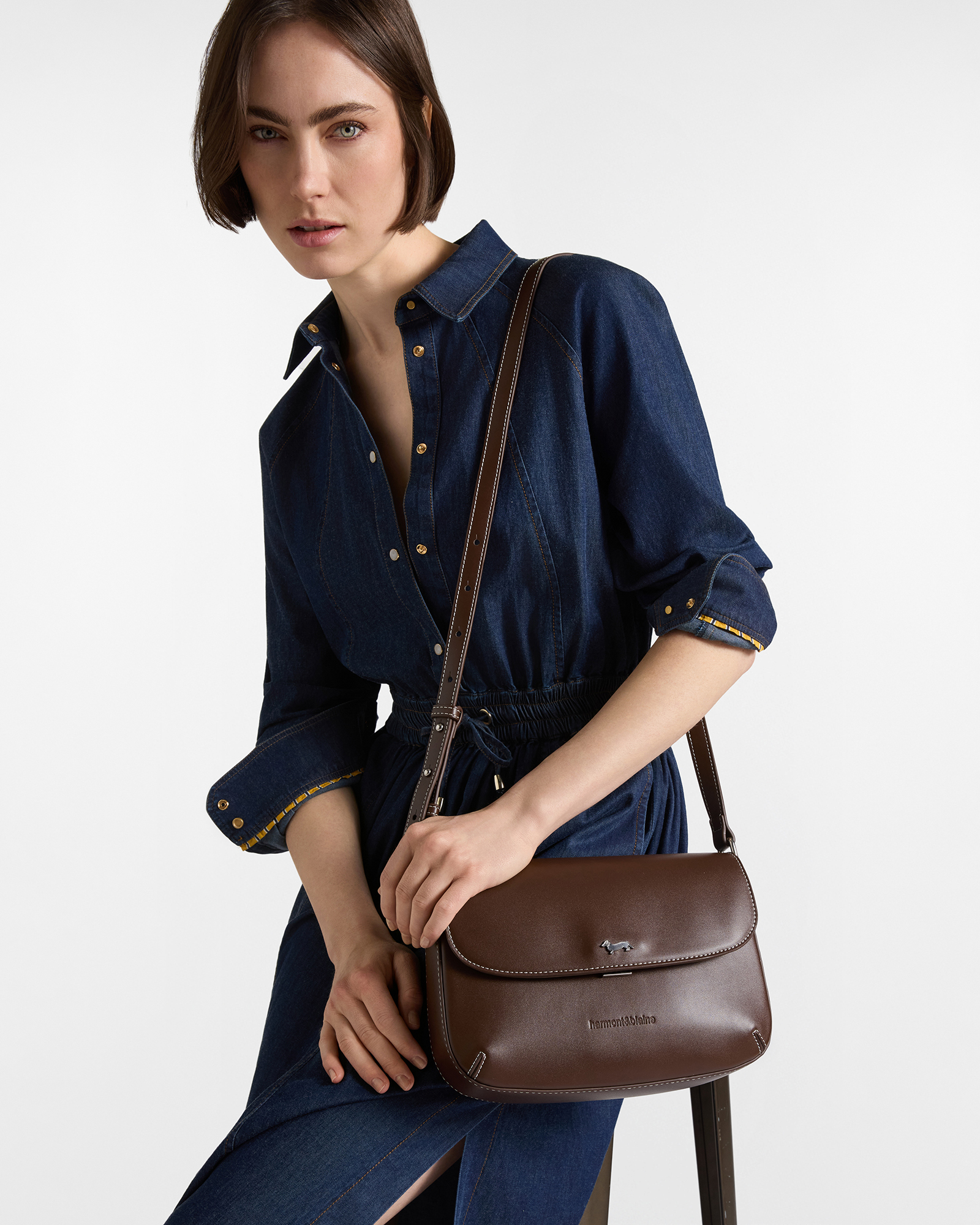 Borsa a Tracolla con Pattina Donna Marrone
