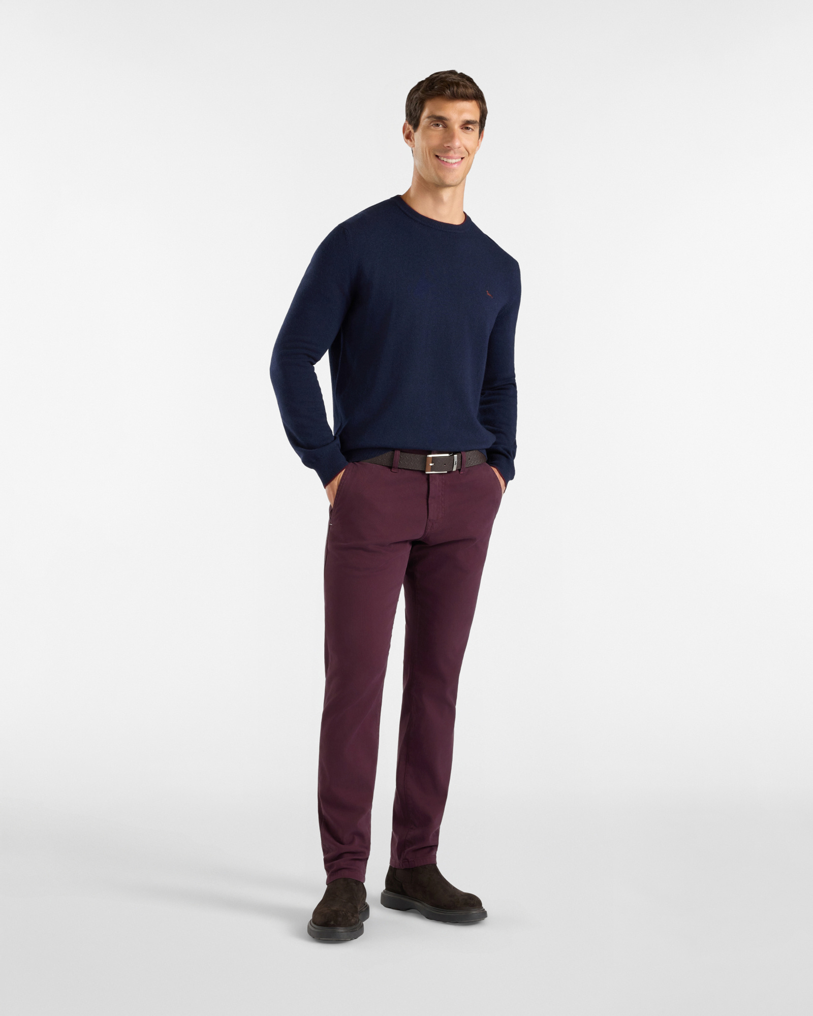Pantalone 5 tasche Uomo five in cotone stretch  Narrow Fit Made in Italy, VIOLA SCURO, large
