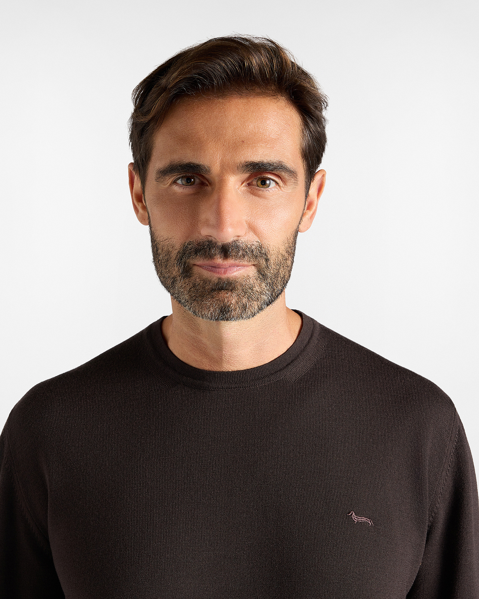Maglia Uomo in 100% pura lana Regular Fit Made in Italy, MARRONE SCURO, large