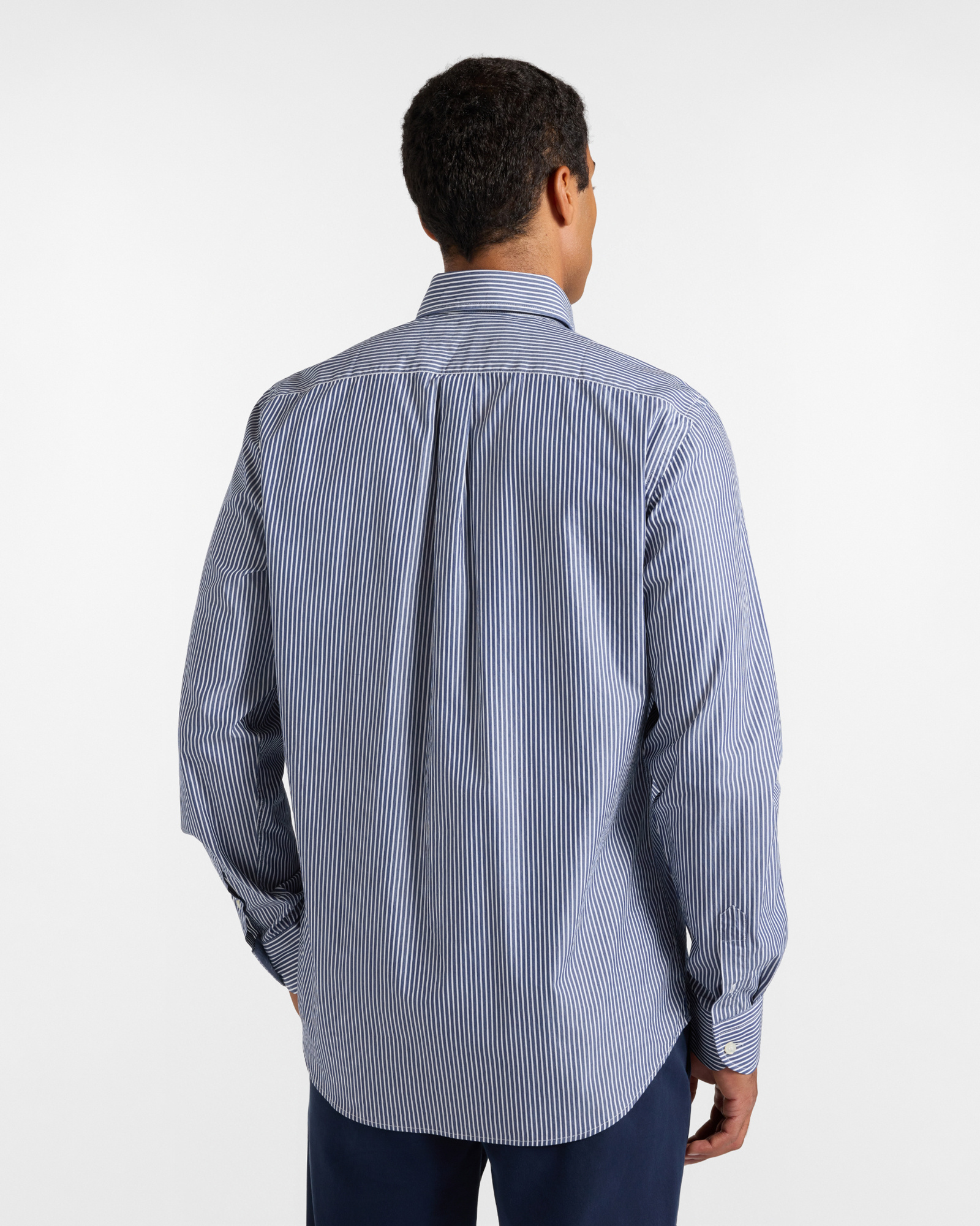 Camicia Uomo riga fondo colorato tinto filo Regular Fit blu, BLUETTE, large