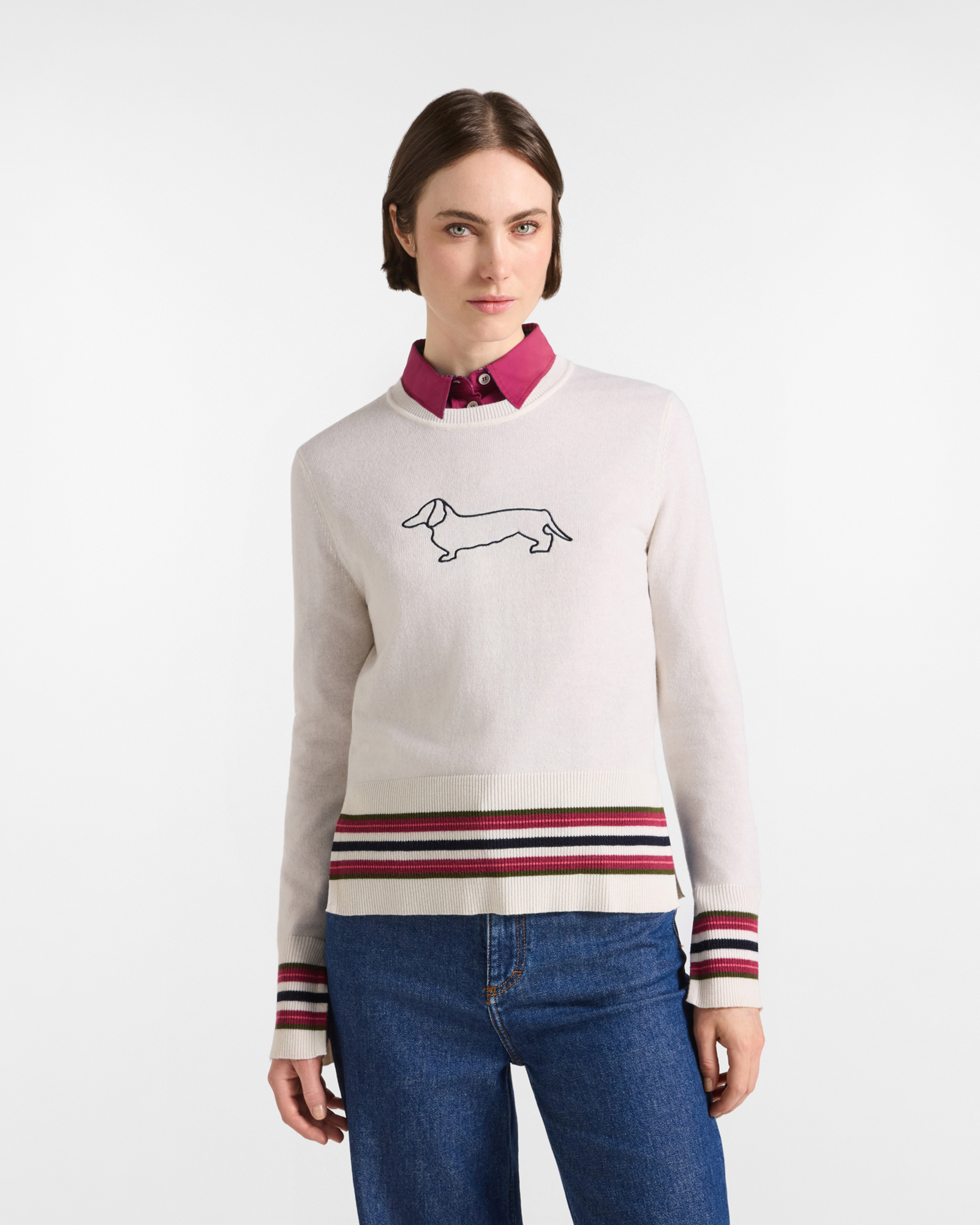 Maglia Donna in misto lana bianca Regular Fit Made in Italy